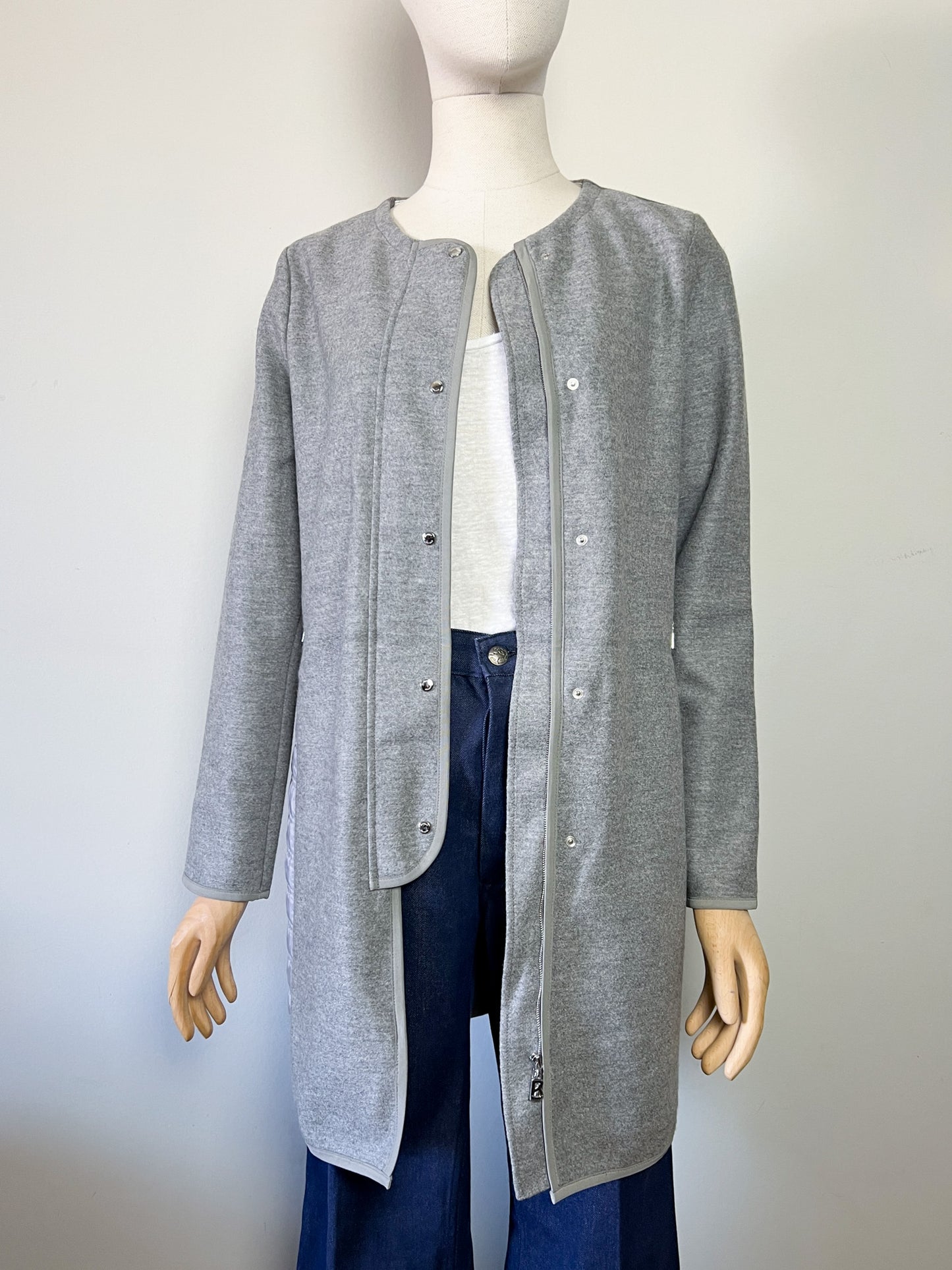 Manteau Luxe Bogner Bi-Matière - Laine Vierge & Polyamide Matelassé Gris - T. 36