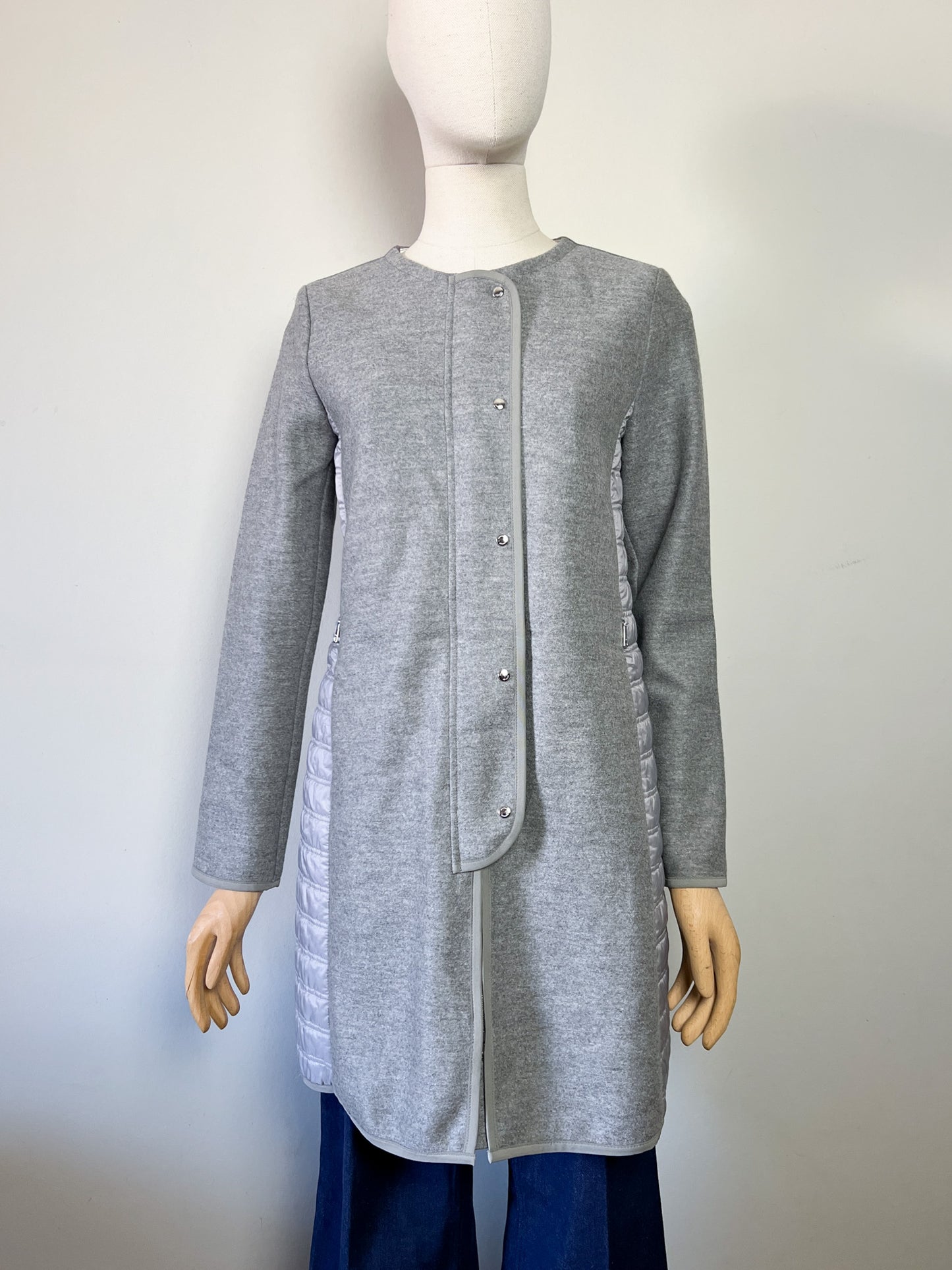 Manteau Luxe Bogner Bi-Matière - Laine Vierge & Polyamide Matelassé Gris - T. 36