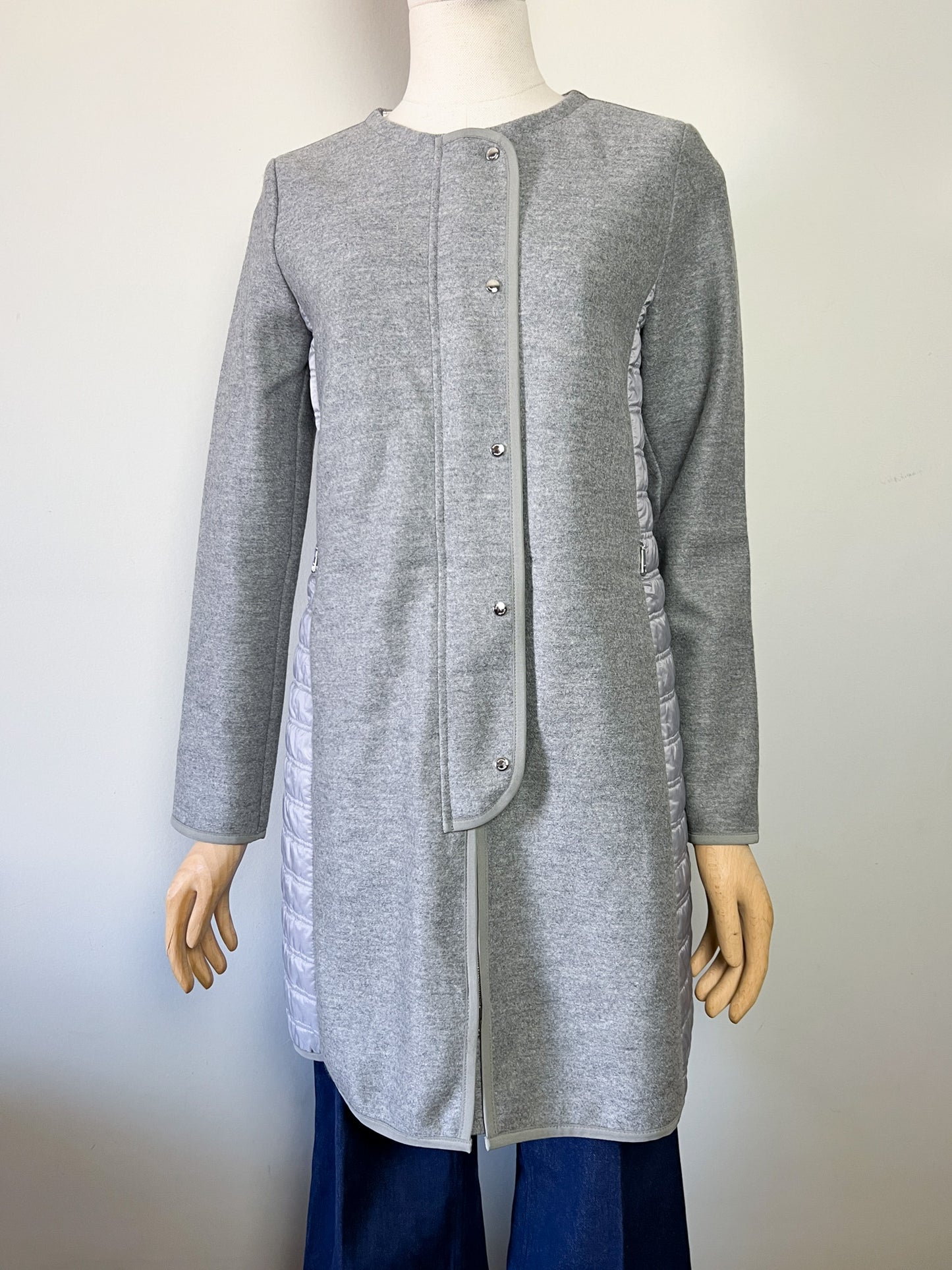 Manteau Luxe Bogner Bi-Matière - Laine Vierge & Polyamide Matelassé Gris - T. 36