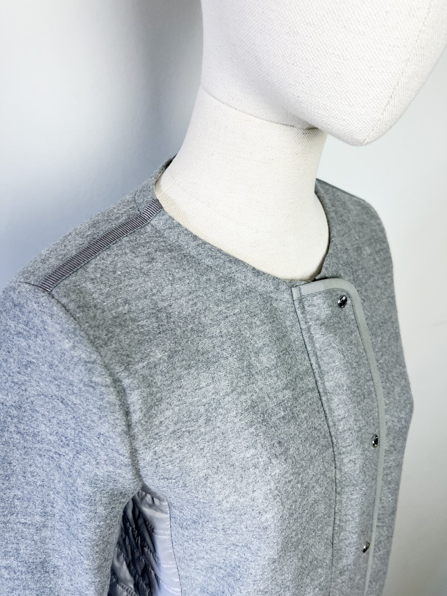 Manteau Luxe Bogner Bi-Matière - Laine Vierge & Polyamide Matelassé Gris - T. 36