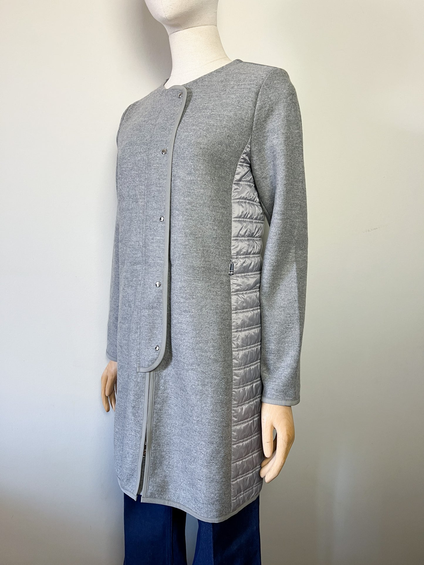 Manteau Luxe Bogner Bi-Matière - Laine Vierge & Polyamide Matelassé Gris - T. 36