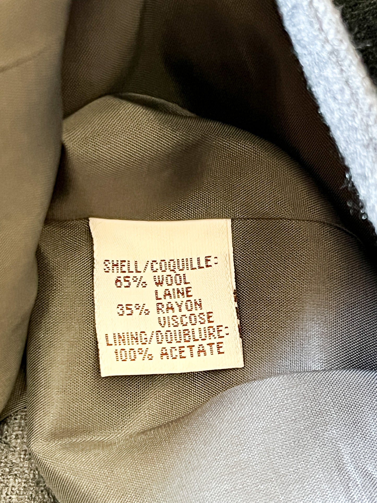 Manteau Armand Ventilo Vintage - Laine Grise Brodée - Col Montant - Années 80/90 - T. 42