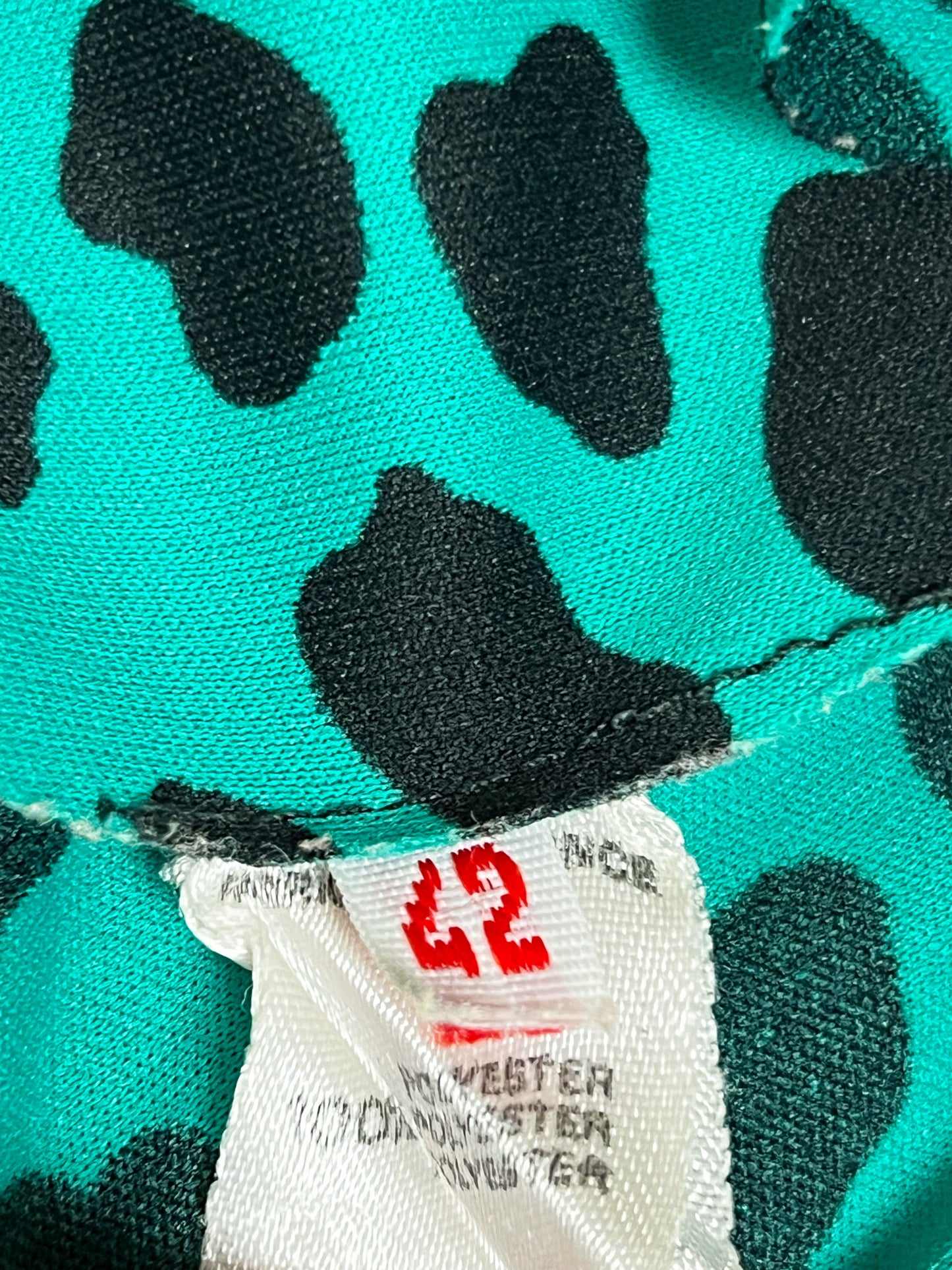 Robe Midi Vintage Verte & Noire - Imprimé Animalier - Made in France - T 40/42