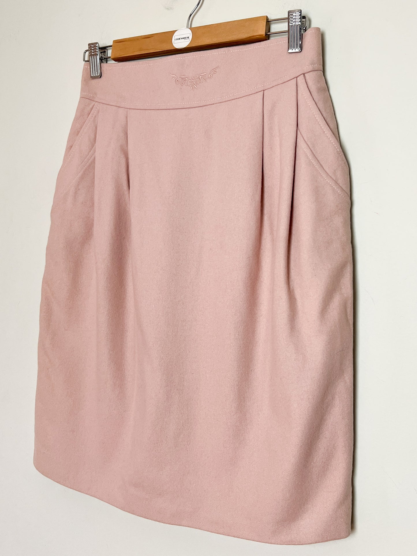 Jupe Cloche Vintage Infinitif - Laine Rose Pâle Brodée - Années 80/90 - Taille 38
