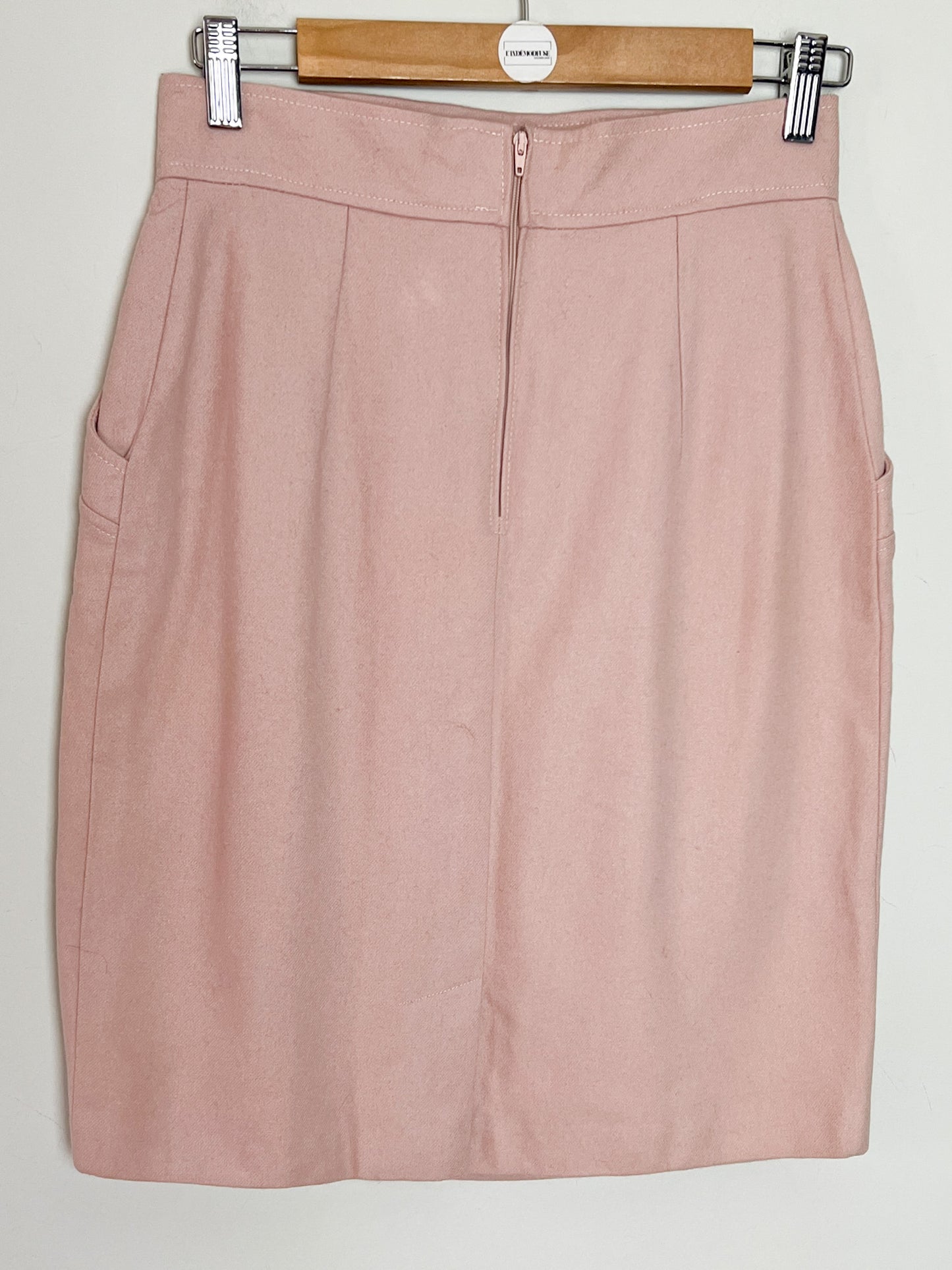 Jupe Cloche Vintage Infinitif - Laine Rose Pâle Brodée - Années 80/90 - Taille 38