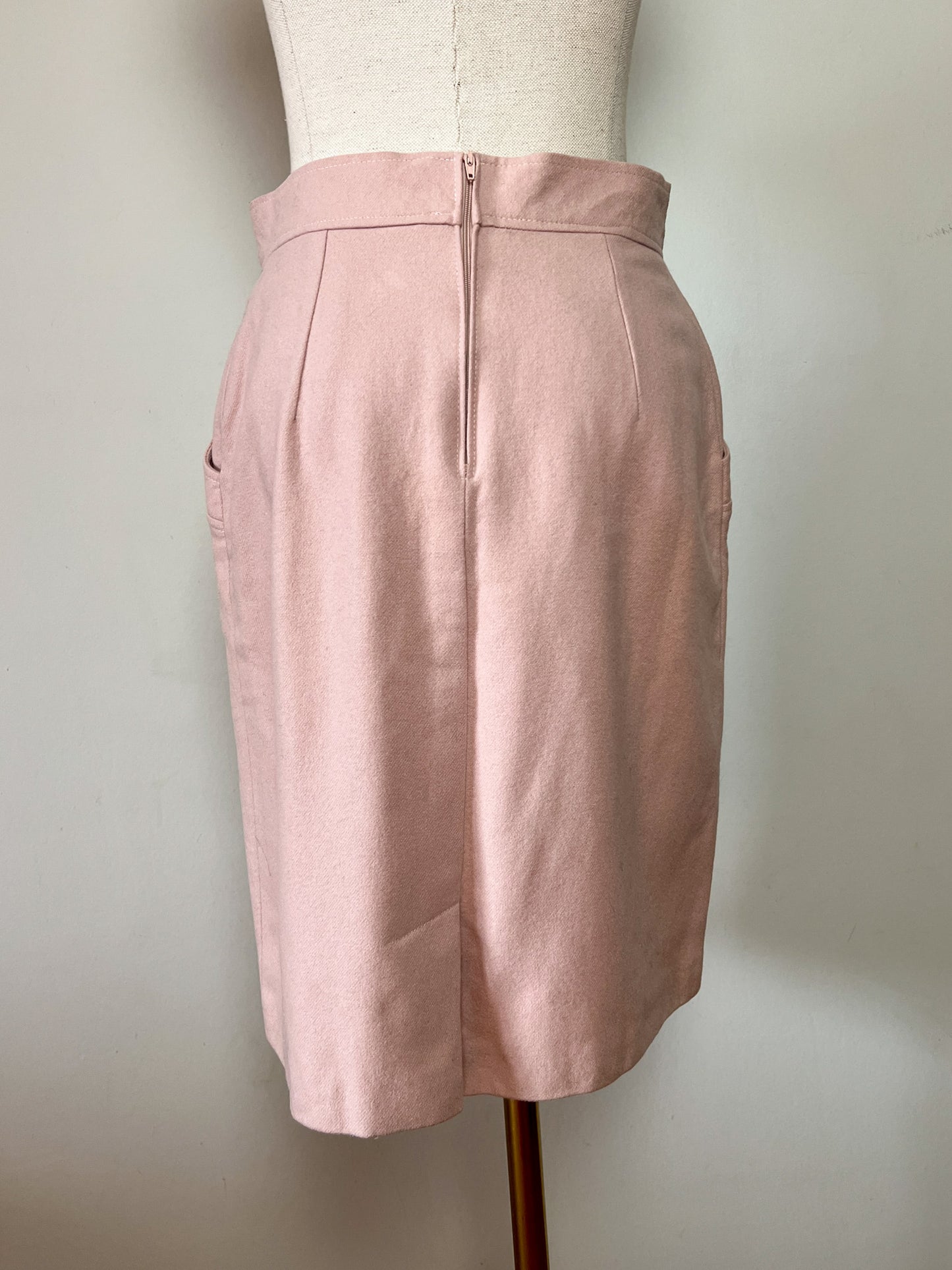 Jupe Cloche Vintage Infinitif - Laine Rose Pâle Brodée - Années 80/90 - Taille 38