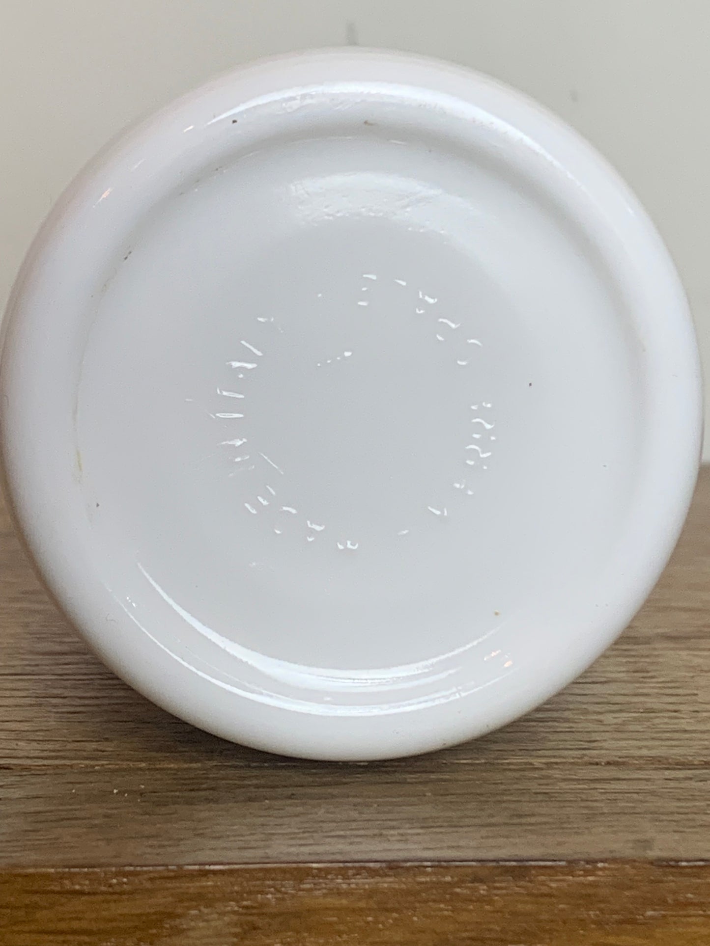 Pot ancien apothicaire en opaline blanc décors verts