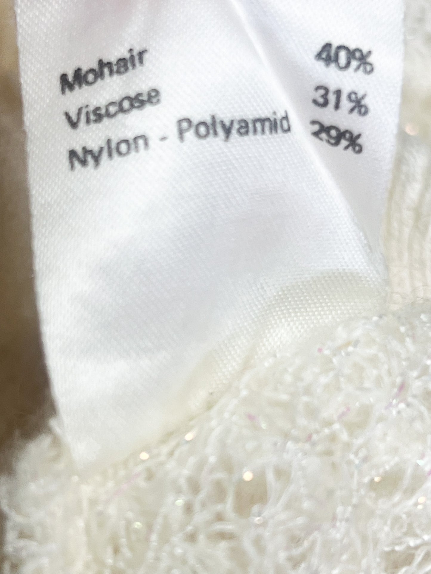 Pull Vintage Années 80 - Blanc Crème & Fils Métallisés - Mohair - Made in France SUFFER Paris – T36/38