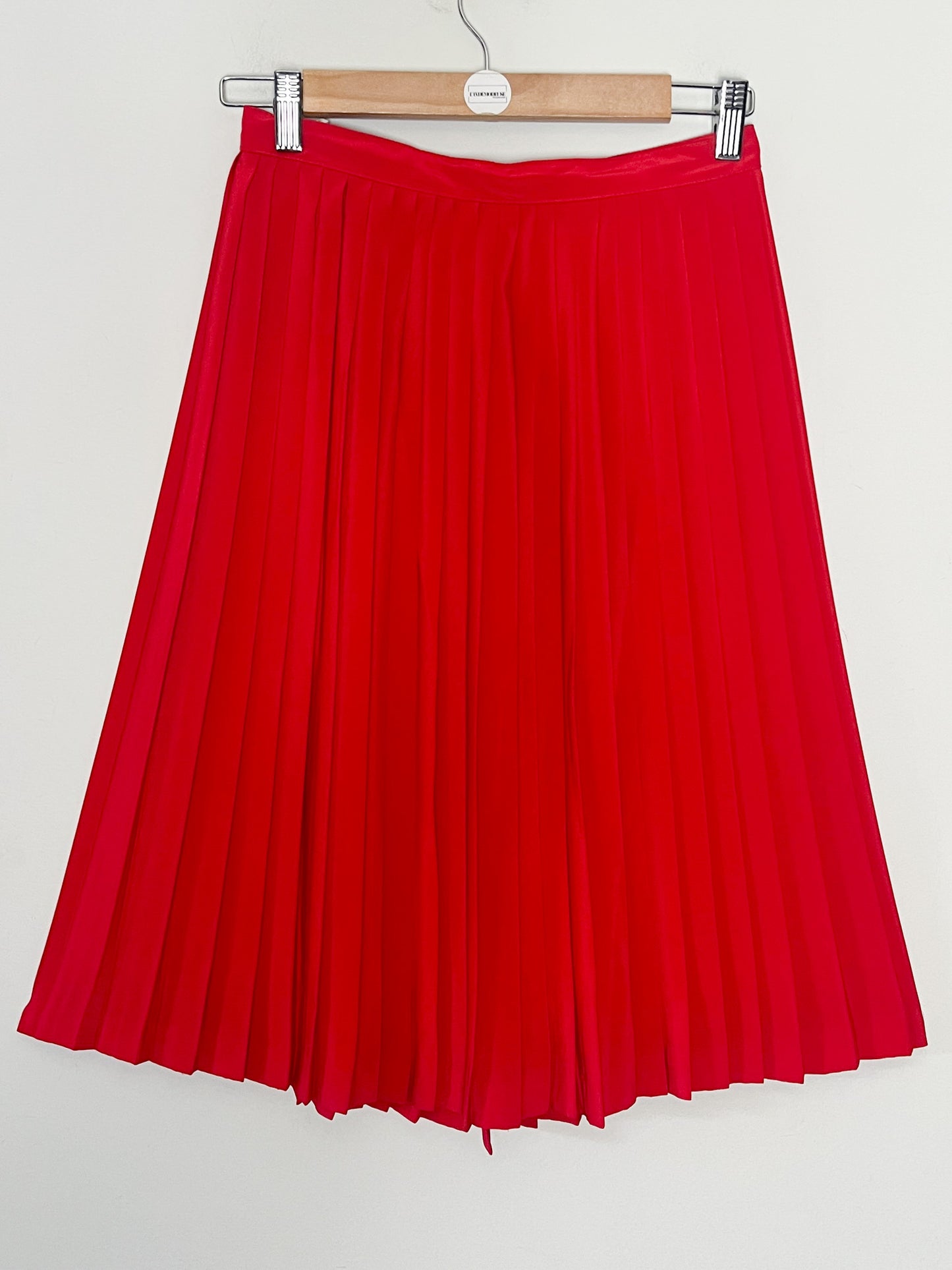 Jupe Vintage Plissée Rouge Boutonnée Devant - 100% Polyester - Made in France - Années 70/80 - T. 36 FR (S)