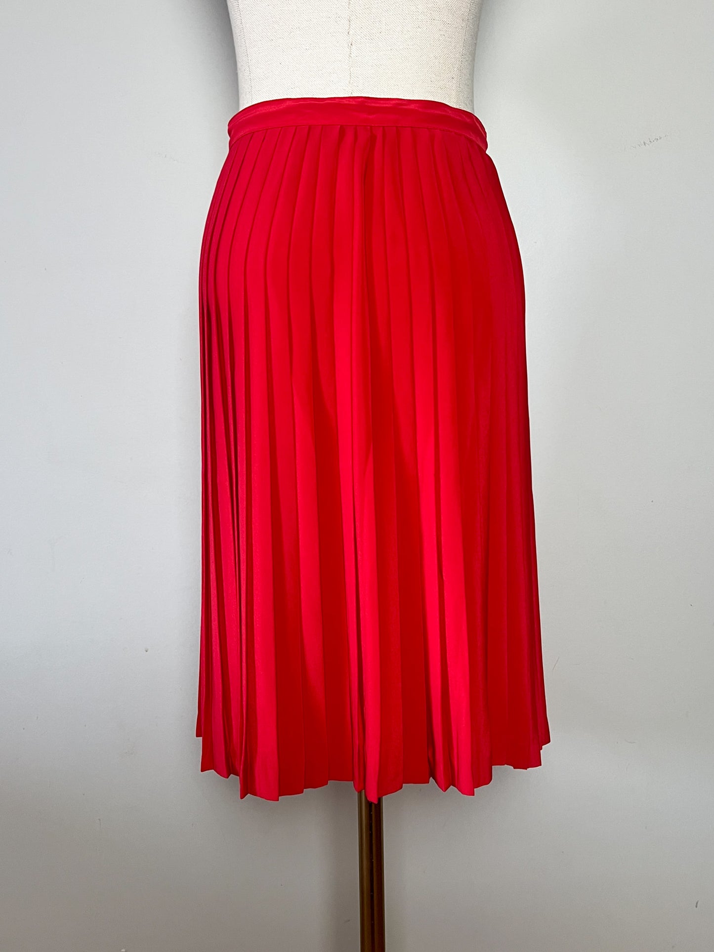 Jupe Vintage Plissée Rouge Boutonnée Devant - 100% Polyester - Made in France - Années 70/80 - T. 36 FR (S)