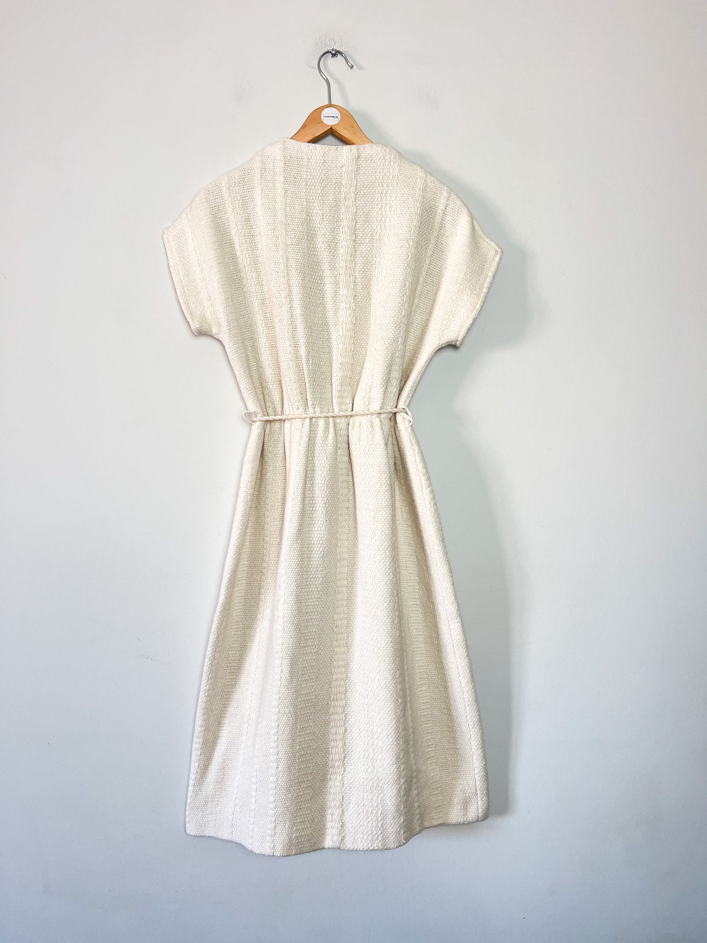 Robe Midi en Maille Vintage Années 70 - Écru en mélange Laine & coton -T36/38