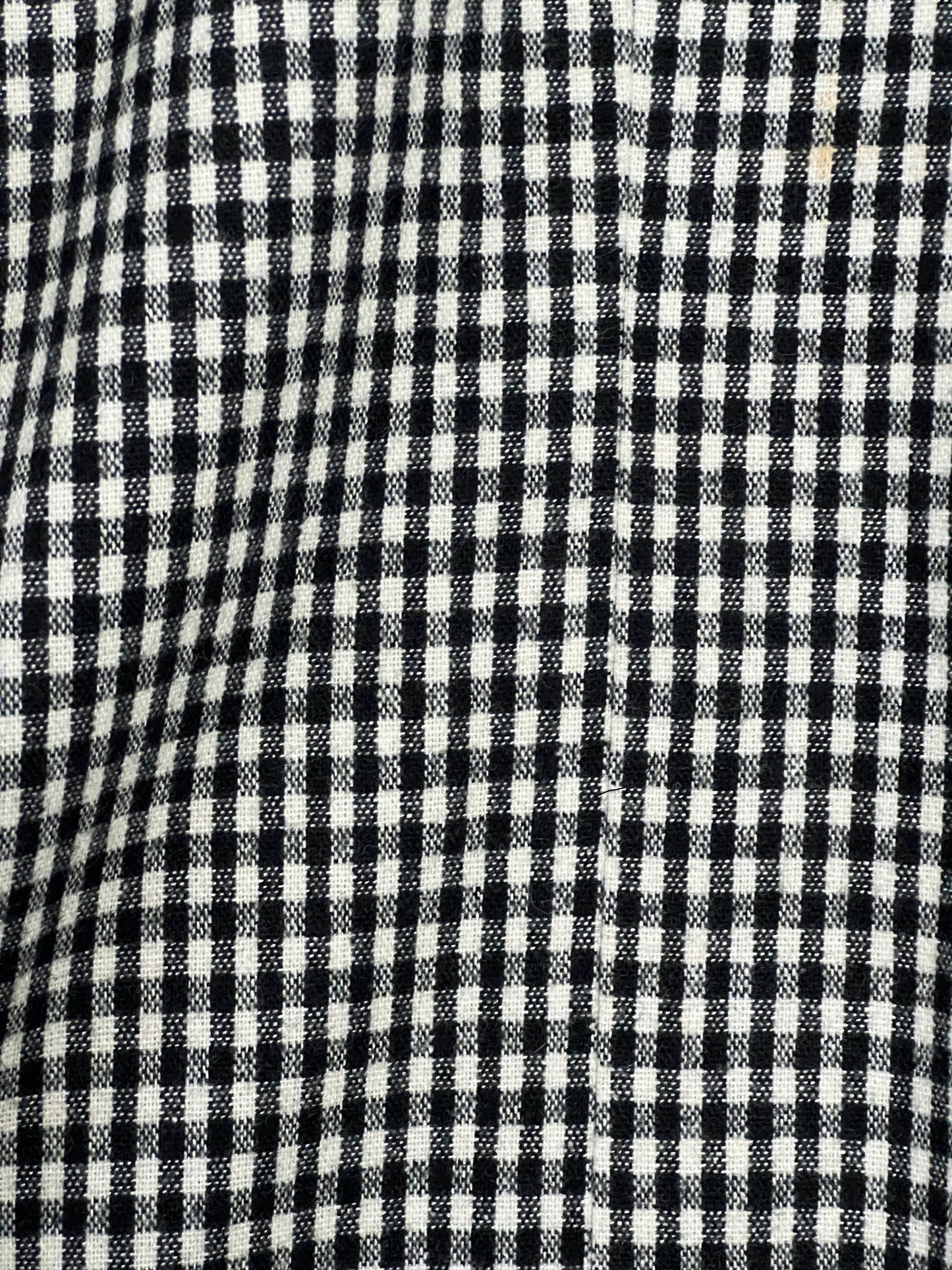 Manteau Veste Longue Vintage Vichy Noir & Blanc - Col Velours - Années 80/90 - T. 40/42