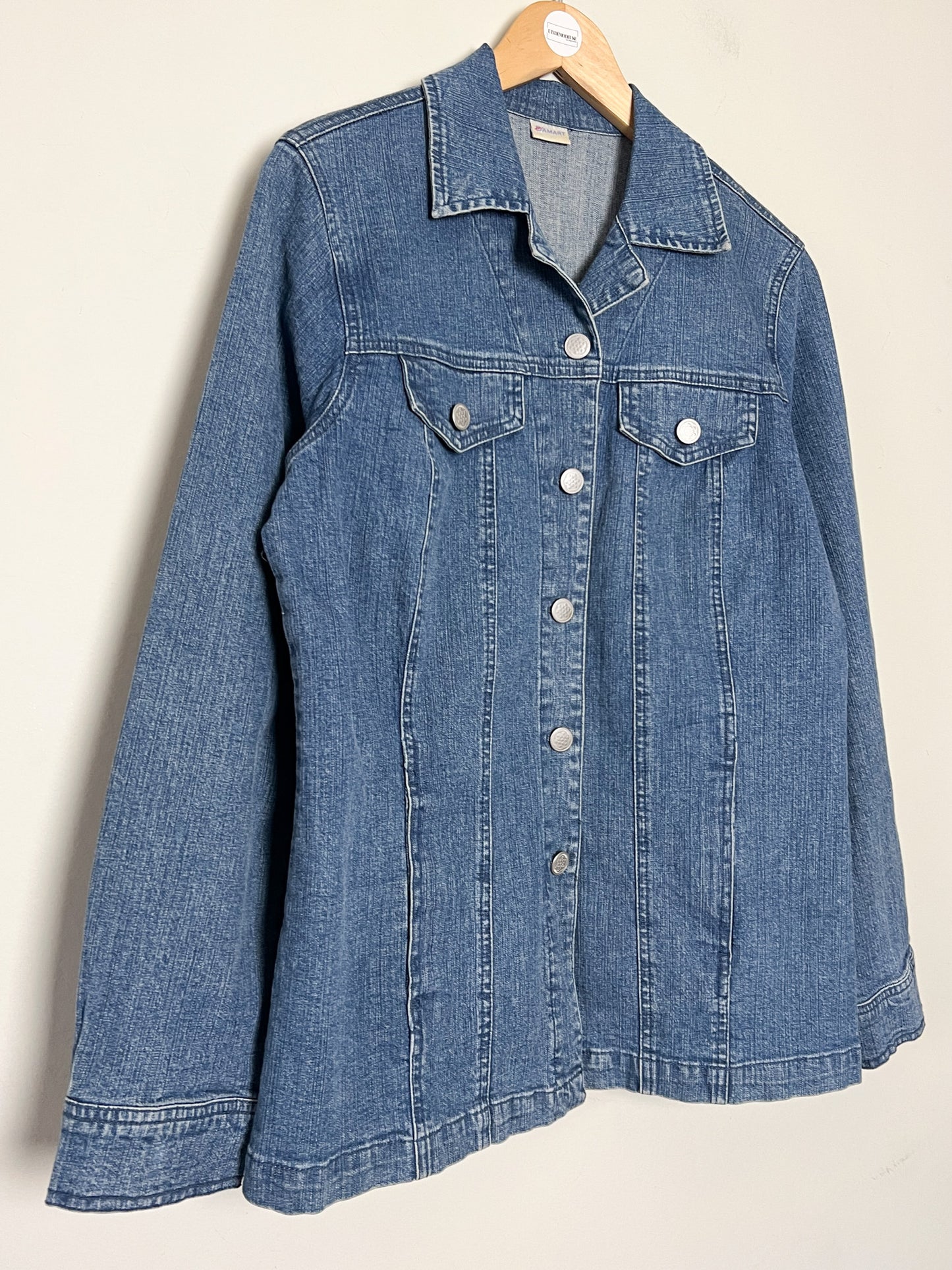 Veste-Chemise en Jean Vintage Damart - Coton Stretch & Coupe Longue Évasée - Taille 40 FR (L)