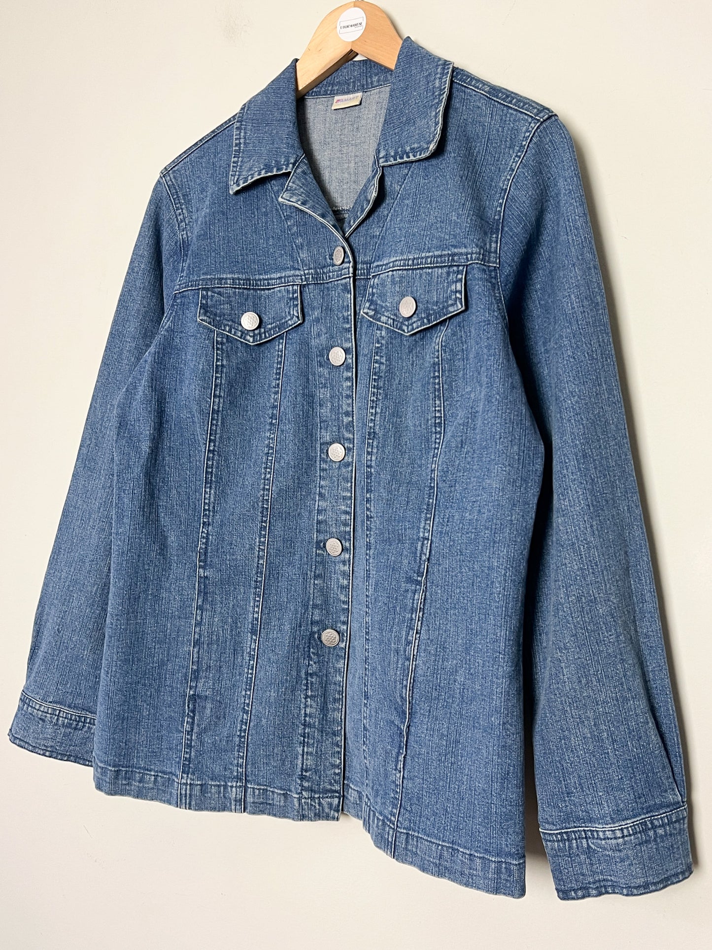 Veste-Chemise en Jean Vintage Damart - Coton Stretch & Coupe Longue Évasée - Taille 40 FR (L)