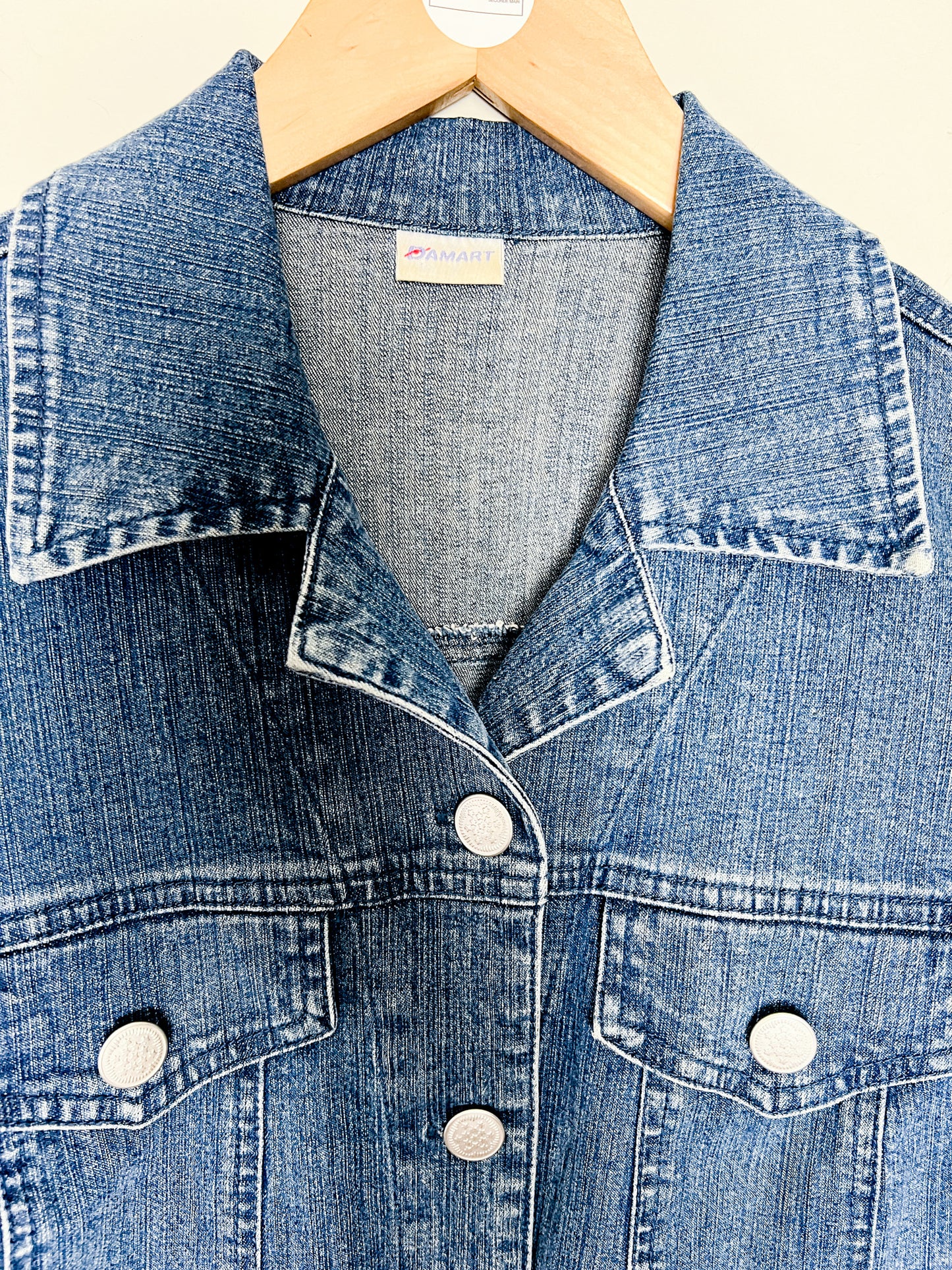 Veste-Chemise en Jean Vintage Damart - Coton Stretch & Coupe Longue Évasée - Taille 40 FR (L)