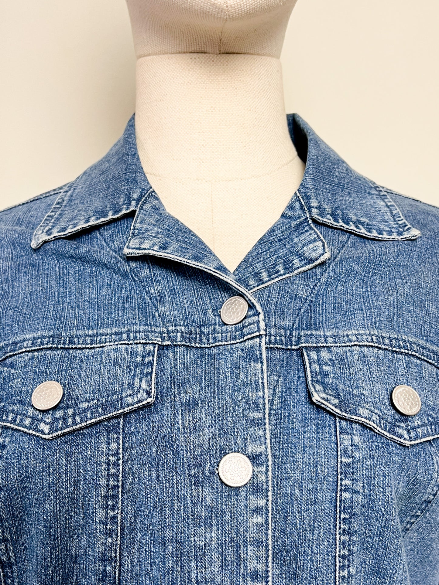 Veste-Chemise en Jean Vintage Damart - Coton Stretch & Coupe Longue Évasée - Taille 40 FR (L)
