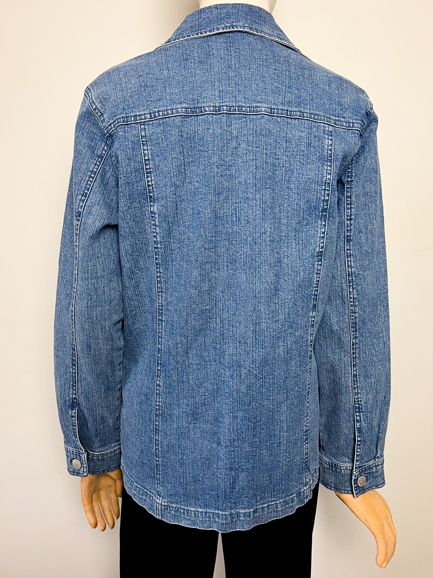 Veste-Chemise en Jean Vintage Damart - Coton Stretch & Coupe Longue Évasée - Taille 40 FR (L)