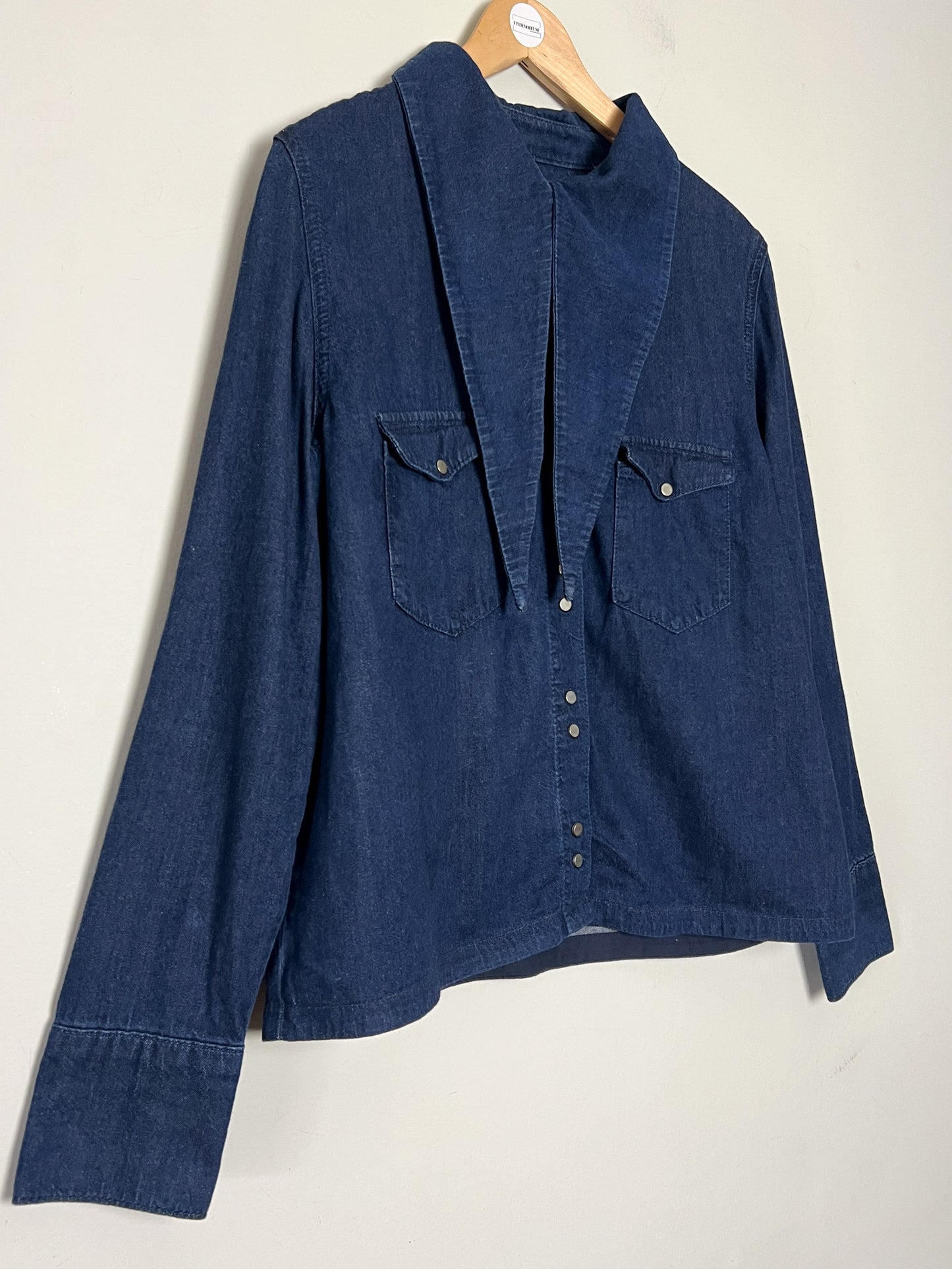 Chemise Denim Zara Col Cravate Indigo - Boutons Pression Métalliques - T. 40 FR (L)