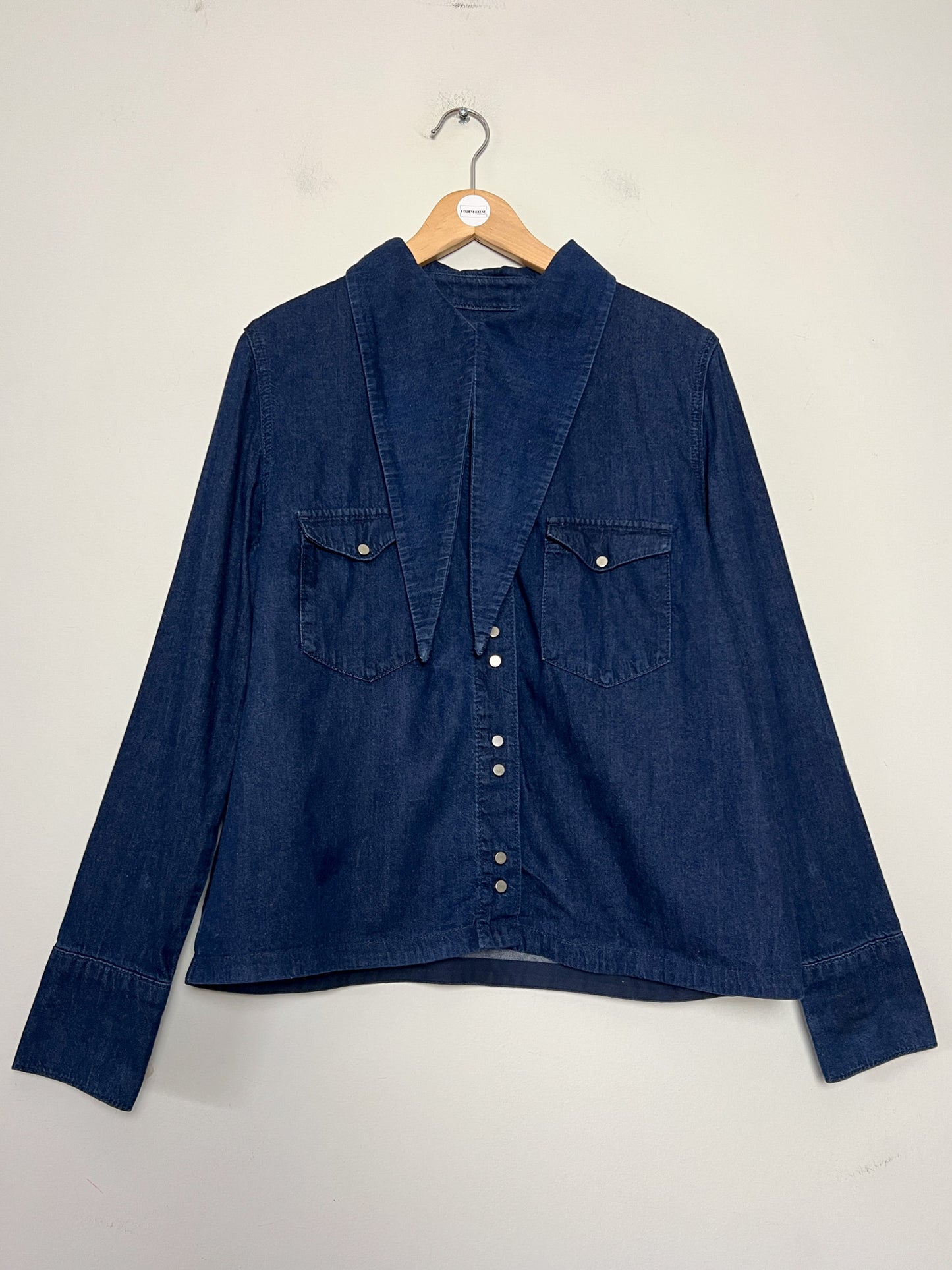 Chemise Denim Zara Col Cravate Indigo - Boutons Pression Métalliques - T. 40 FR (L)
