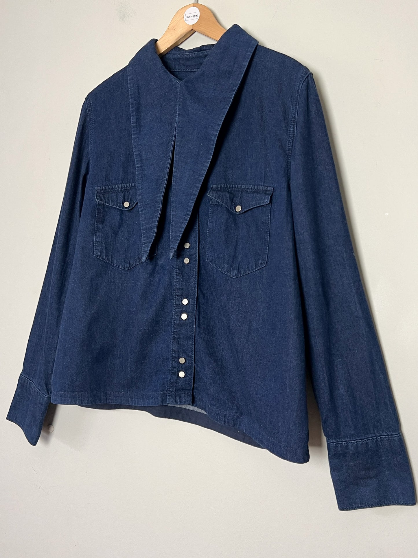 Chemise Denim Zara Col Cravate Indigo - Boutons Pression Métalliques - T. 40 FR (L)