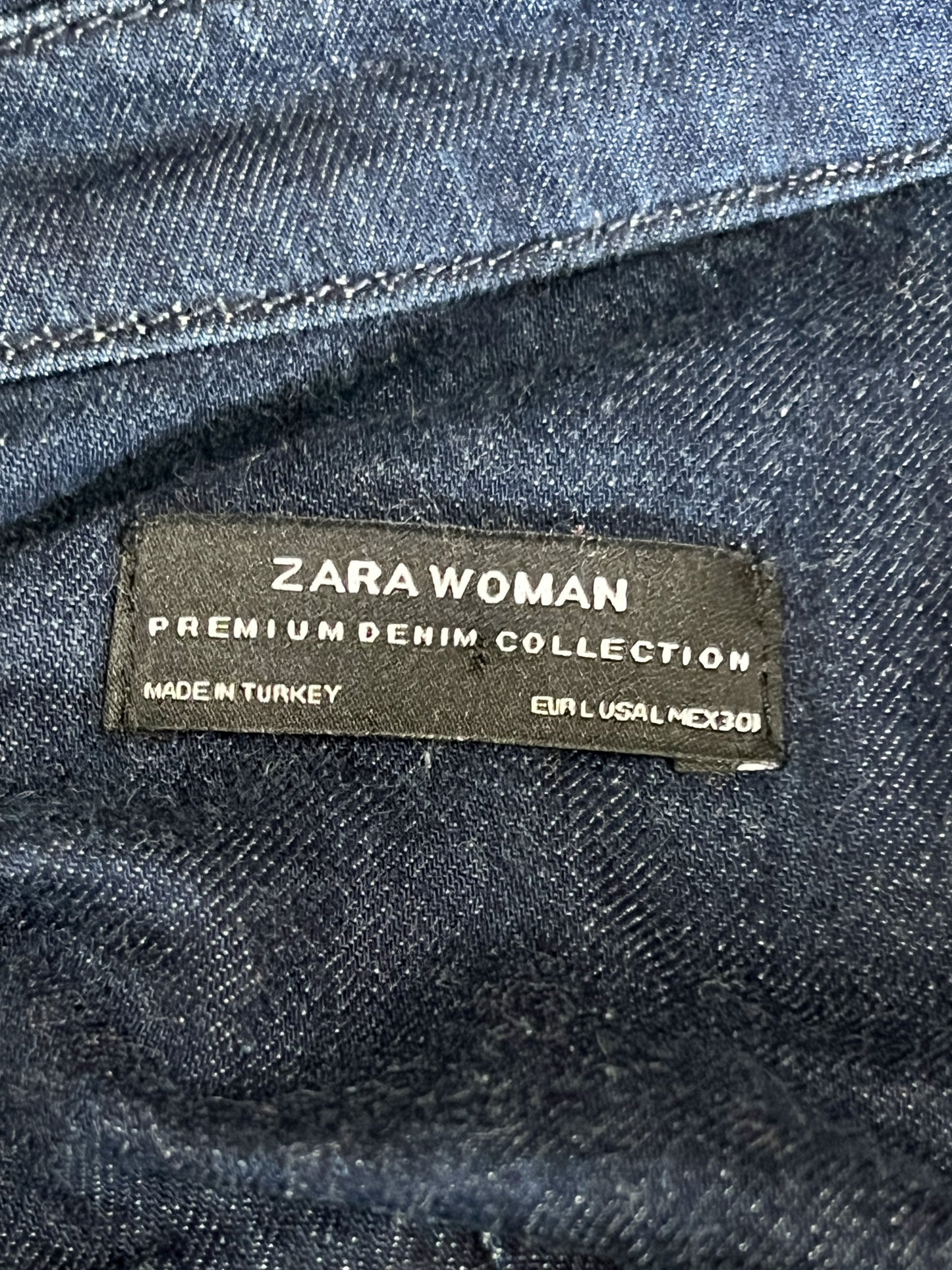 Chemise Denim Zara Col Cravate Indigo - Boutons Pression Métalliques - T. 40 FR (L)