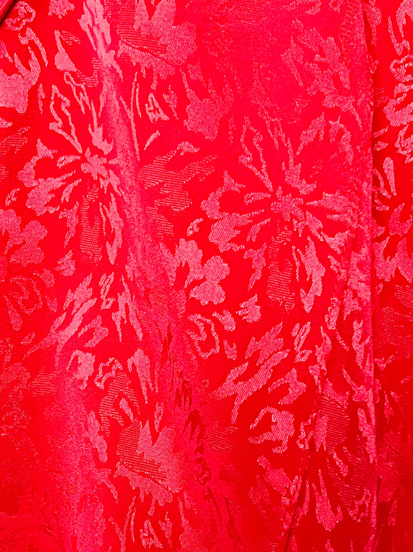 Blouse Chemisier Vintage Oversize Rouge Damassé - Col Modulable - Années 80/90 - T. 38 à 44 FR (M à XXL)