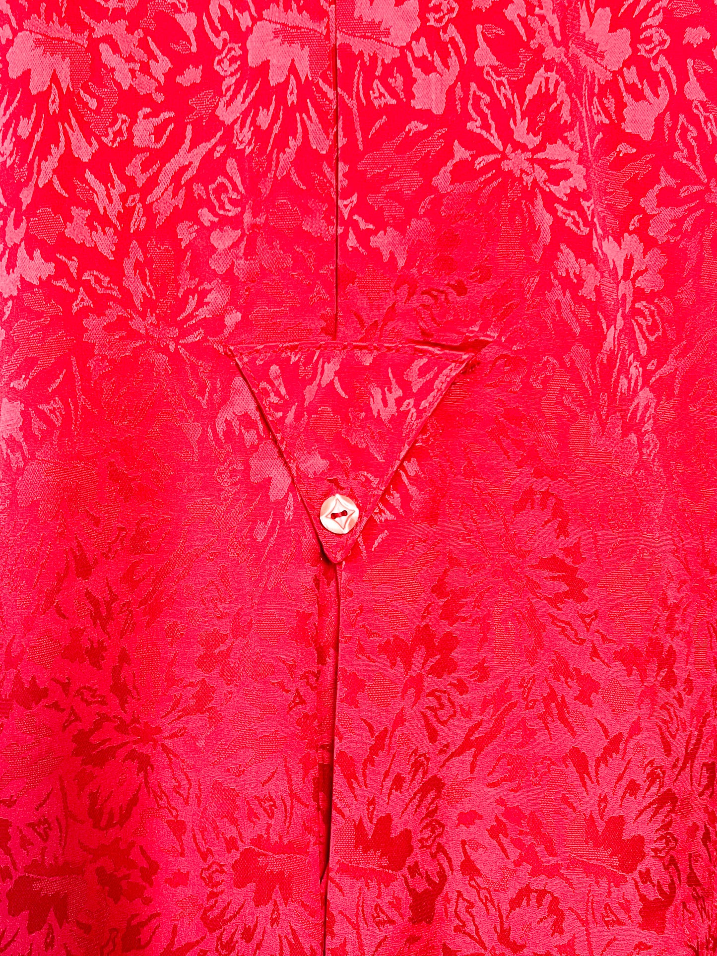 Blouse Chemisier Vintage Oversize Rouge Damassé - Col Modulable - Années 80/90 - T. 38 à 44 FR (M à XXL)