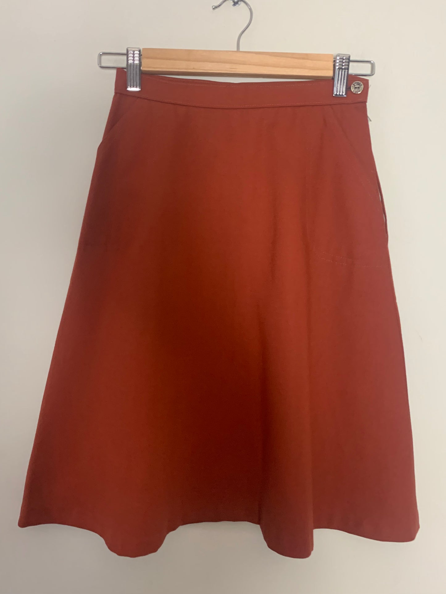 Jupe trapèze marron brique vintage