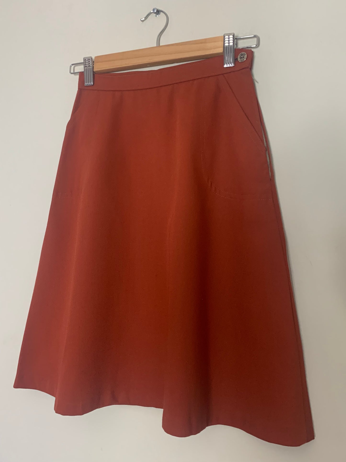 Jupe trapèze marron brique vintage