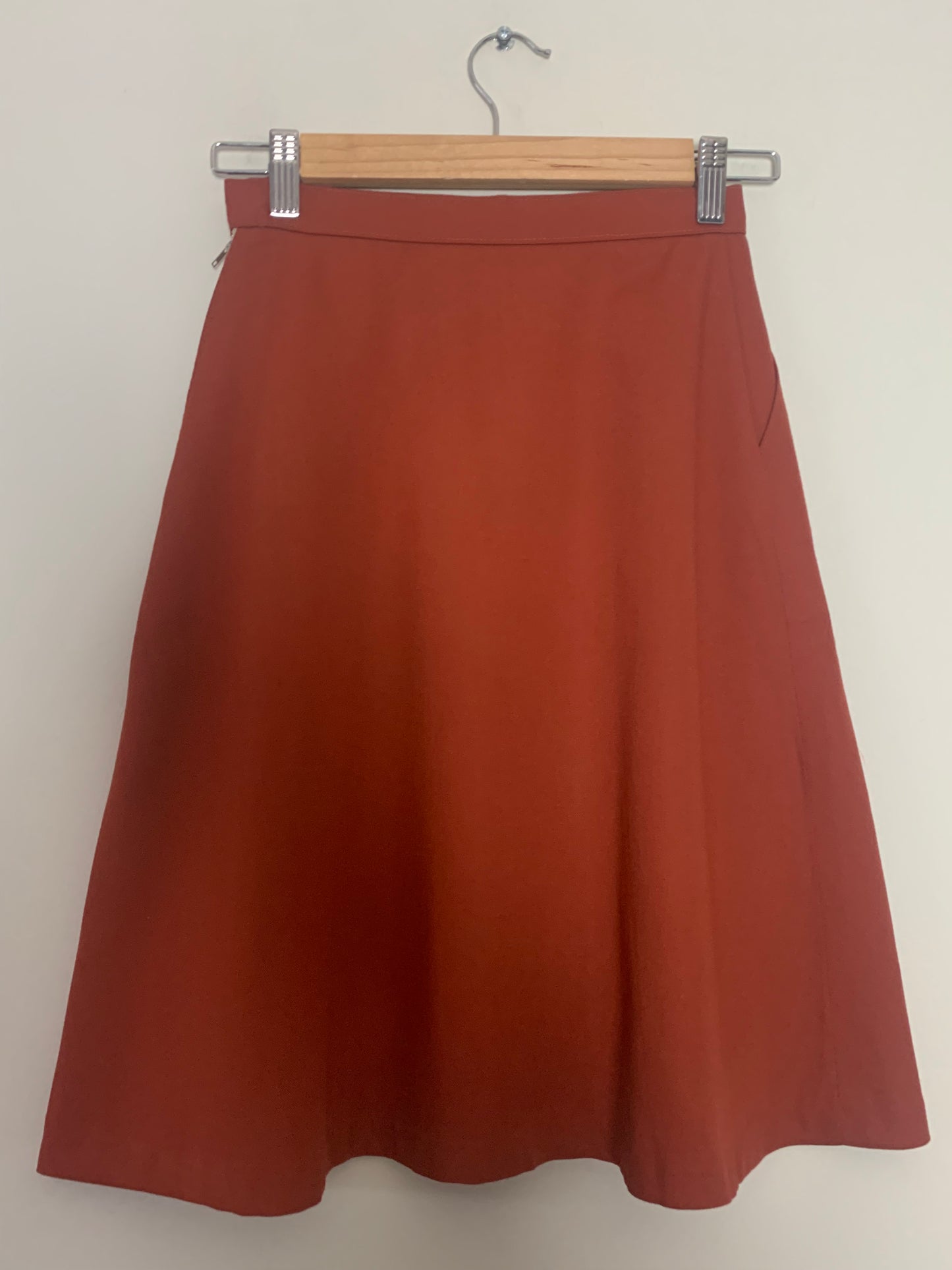 Jupe trapèze marron brique vintage
