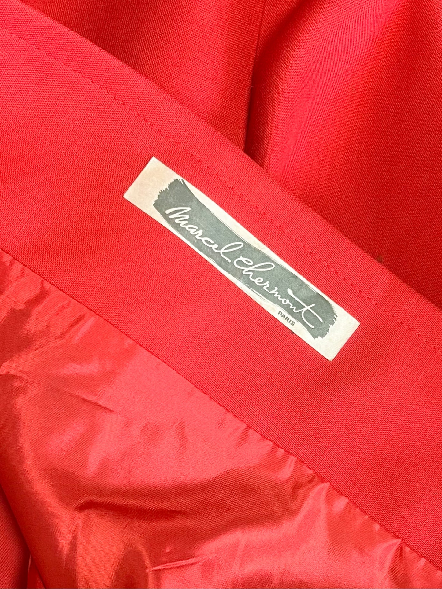 Manteau Trapèze Vintage Années 70 - Rouge Orangé - Chic - Marcel Chermont -T36/38