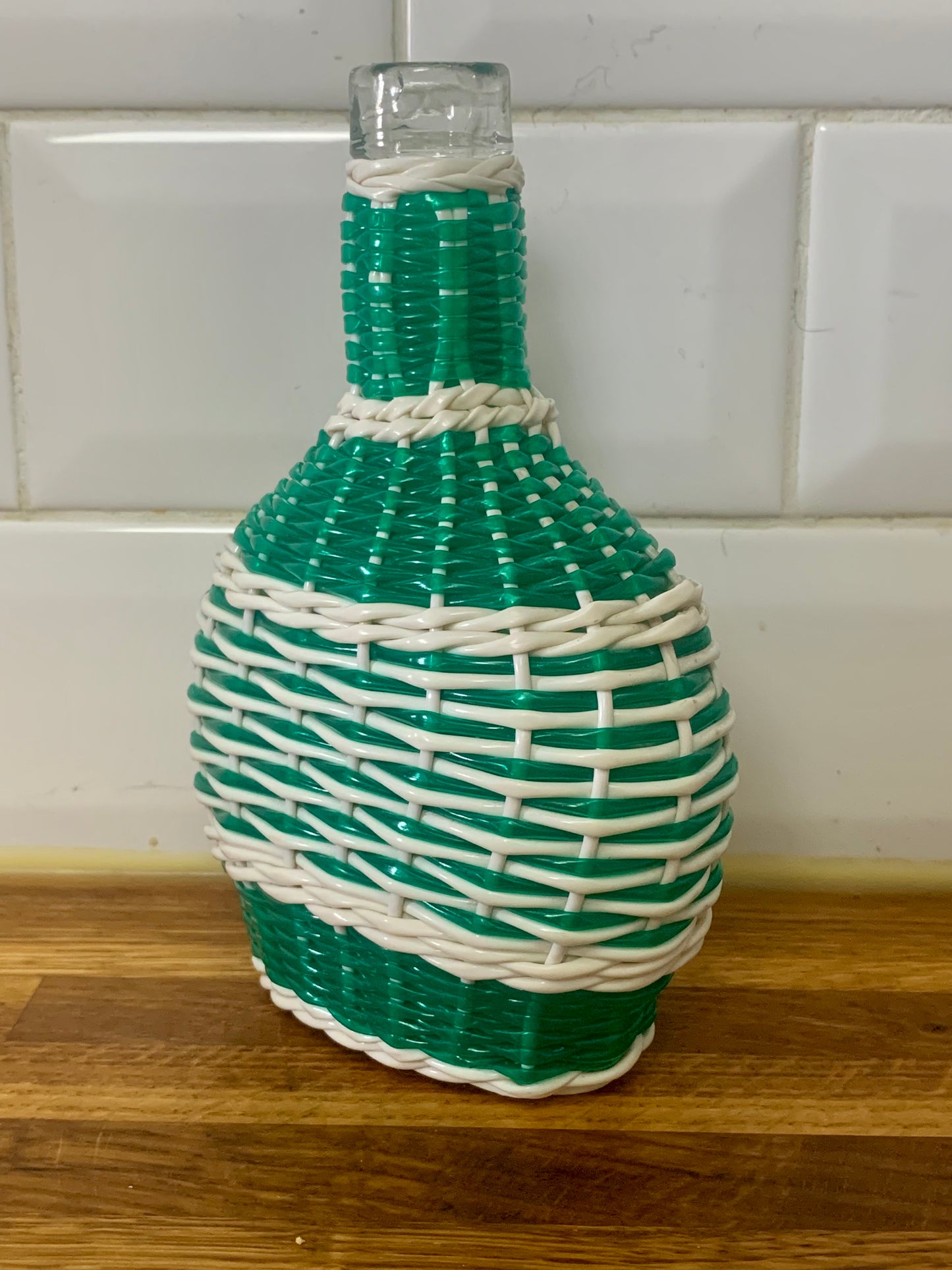 Petite bouteille flacon scoubidou vintage
