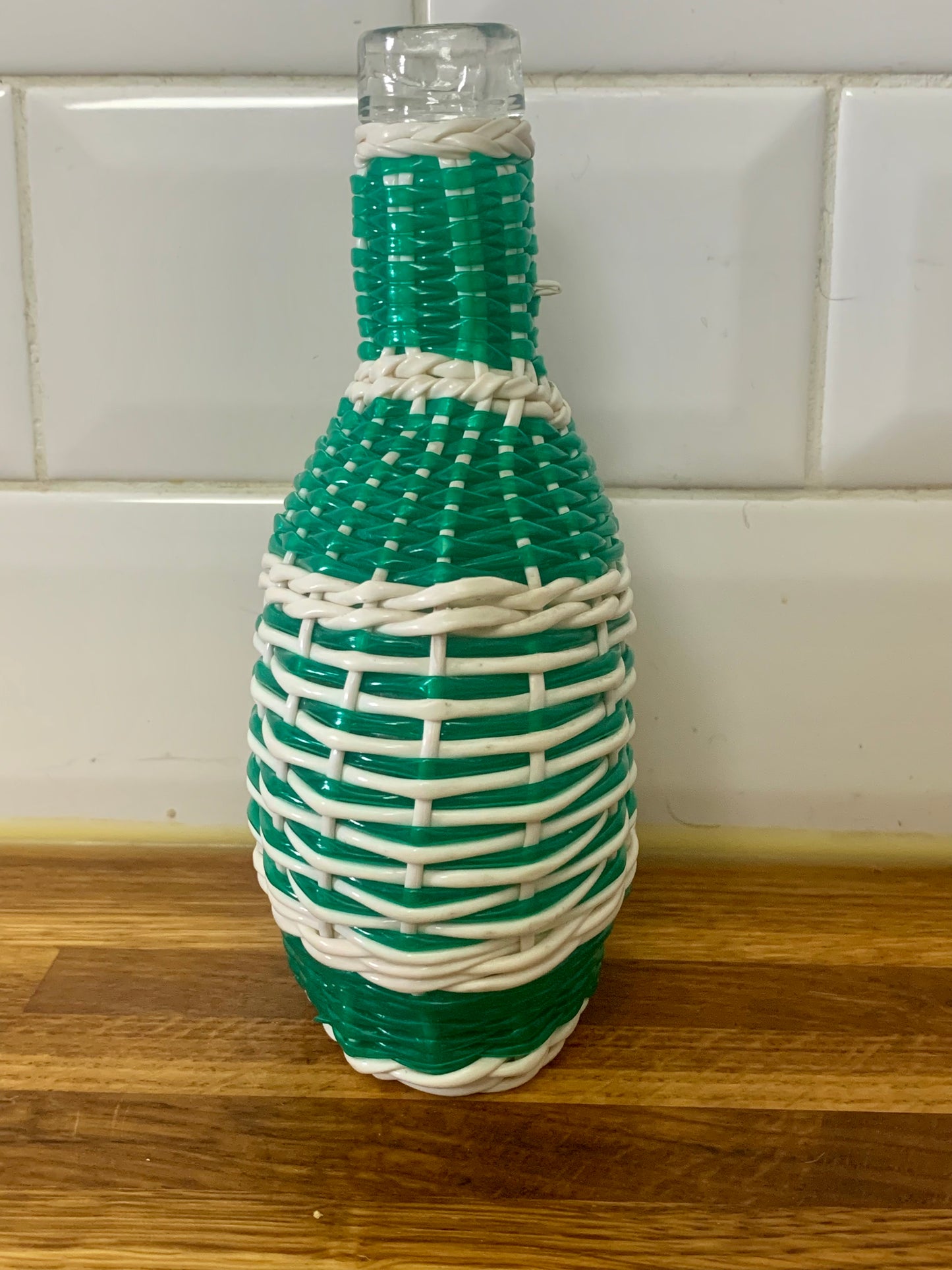 Petite bouteille flacon scoubidou vintage
