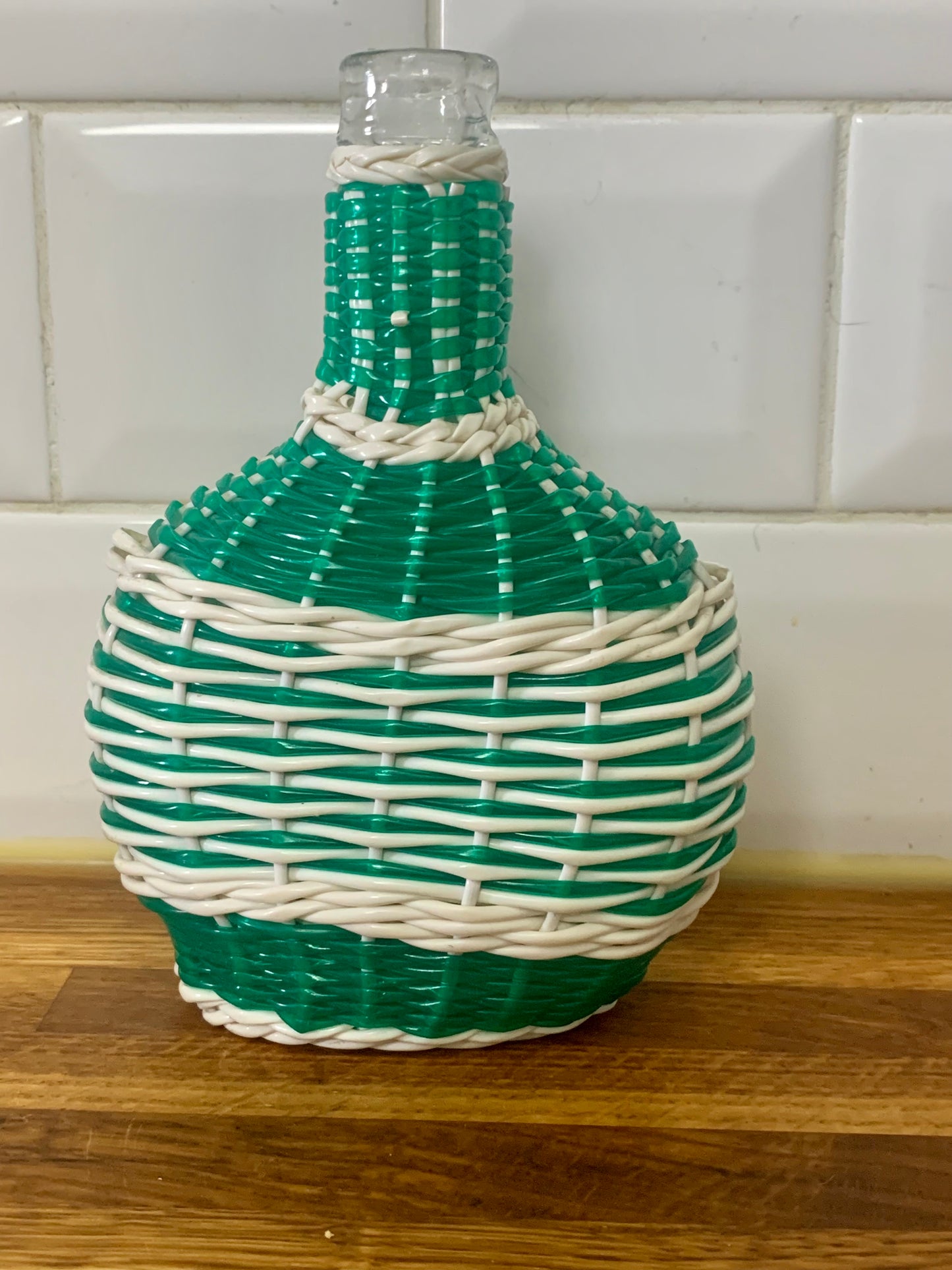 Petite bouteille flacon scoubidou vintage