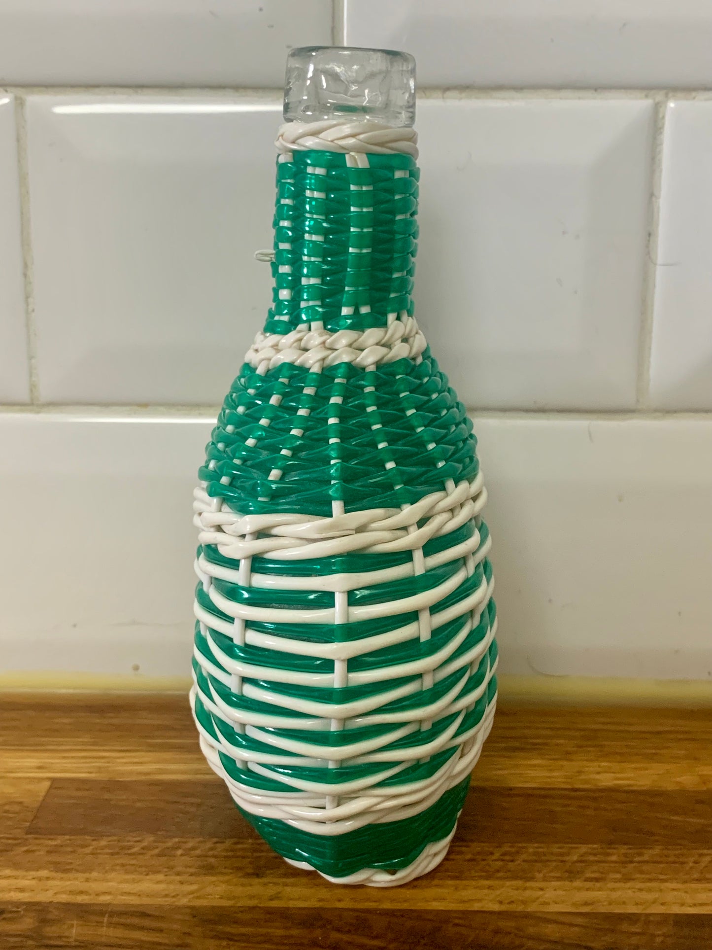 Petite bouteille flacon scoubidou vintage