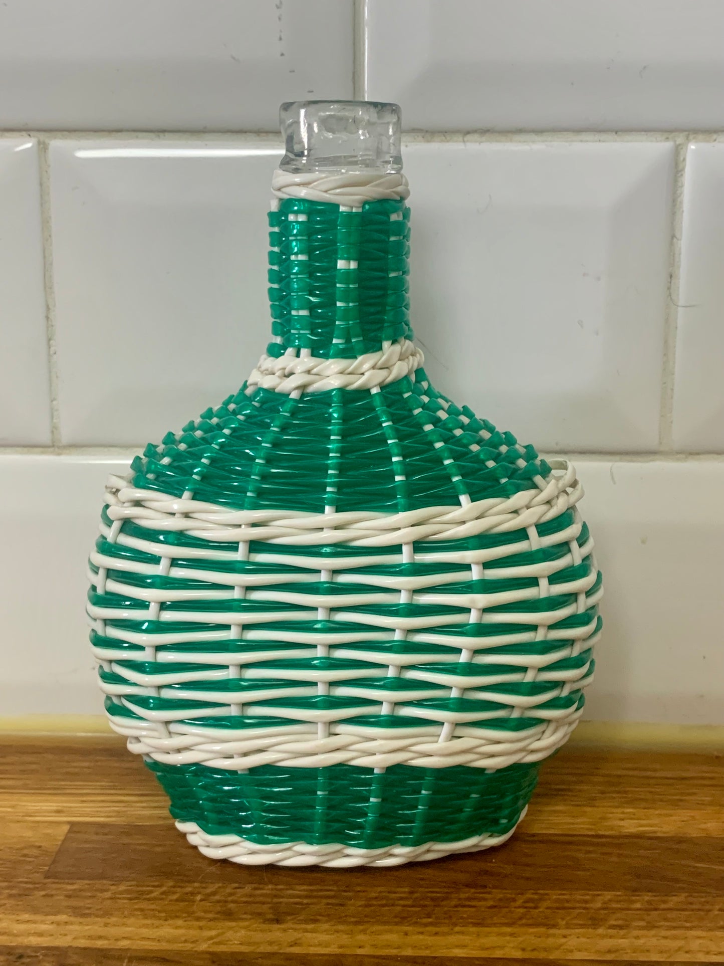 Petite bouteille flacon scoubidou vintage