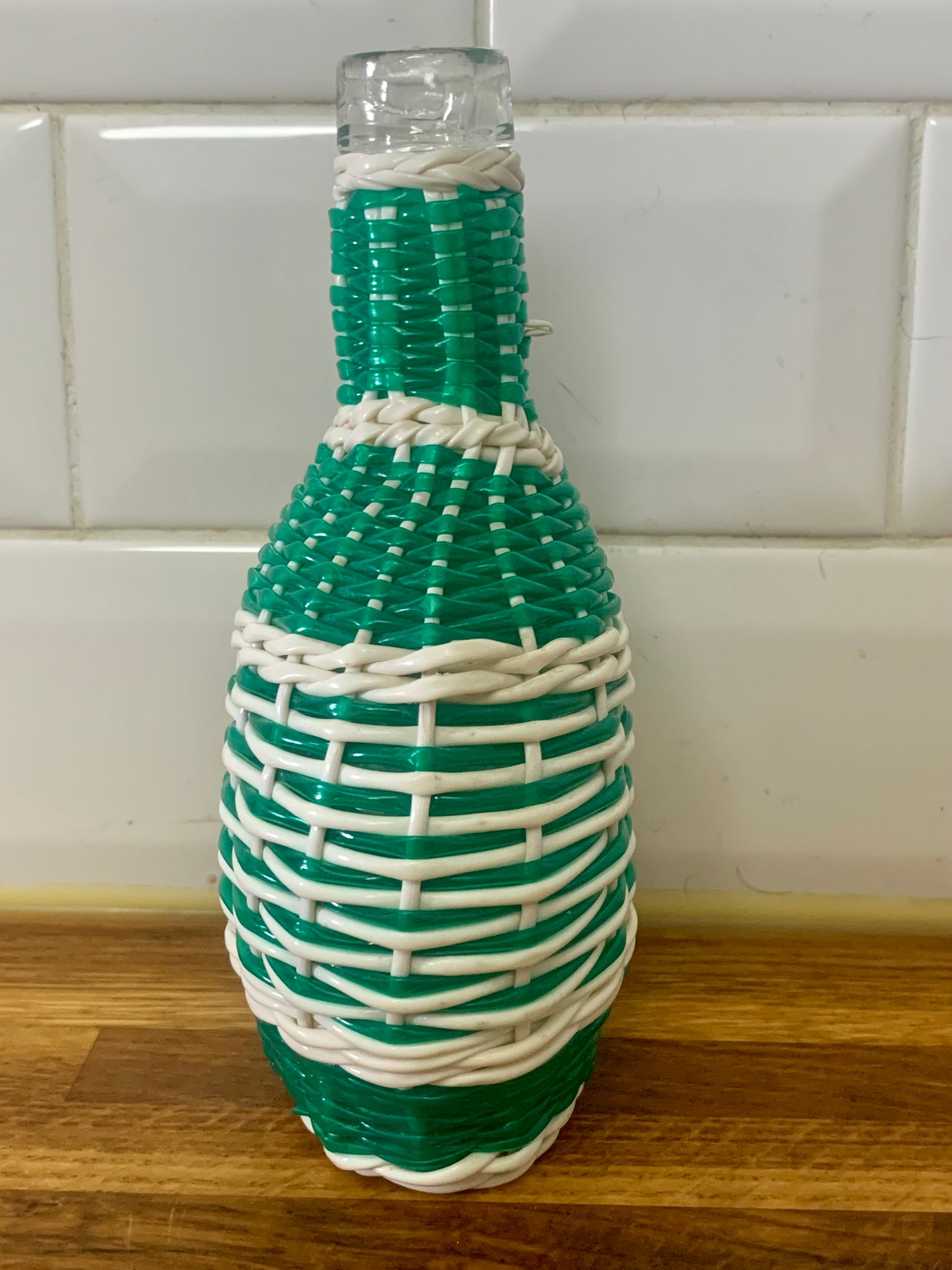 Petite bouteille flacon scoubidou vintage