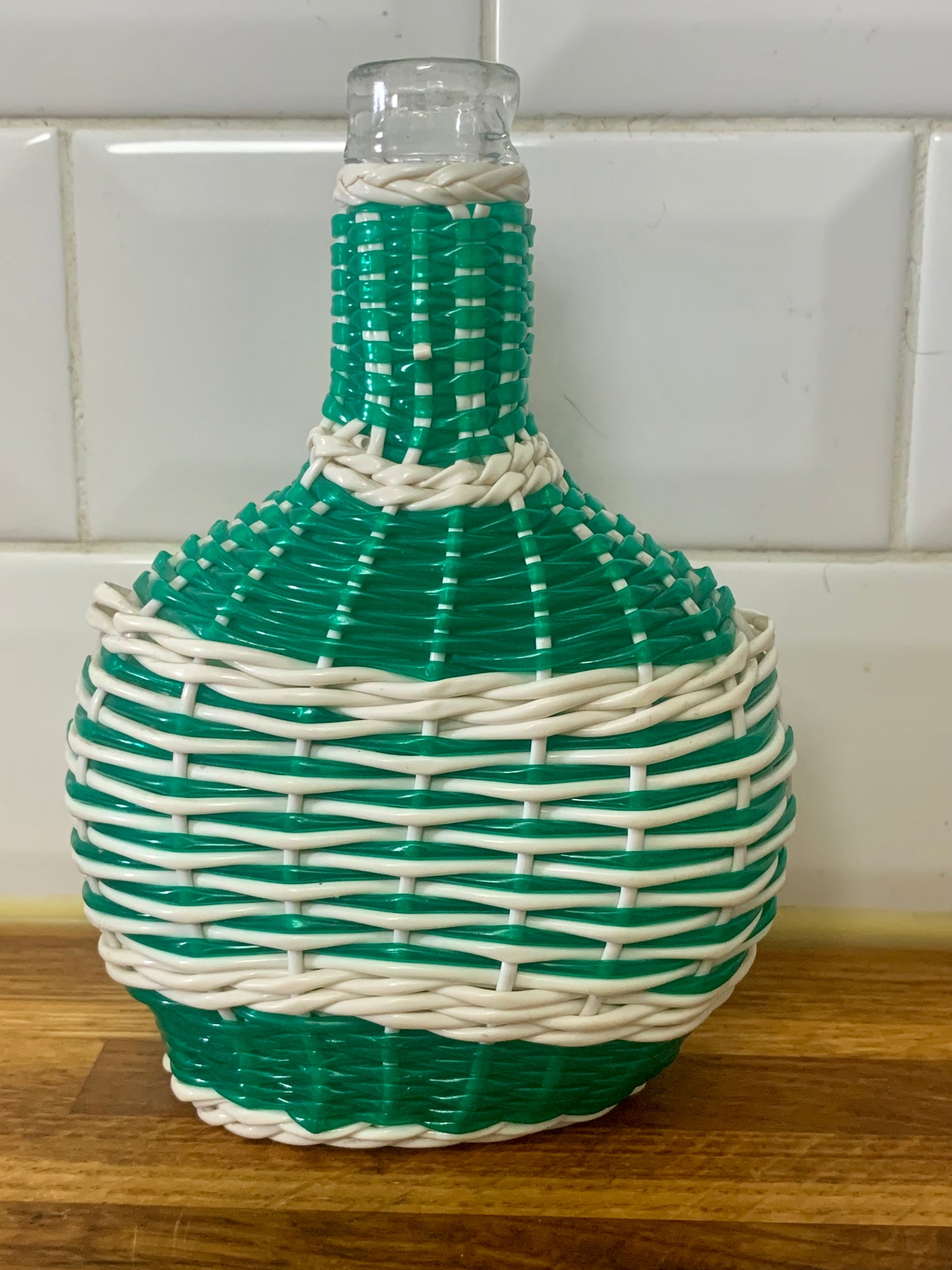 Petite bouteille flacon scoubidou vintage