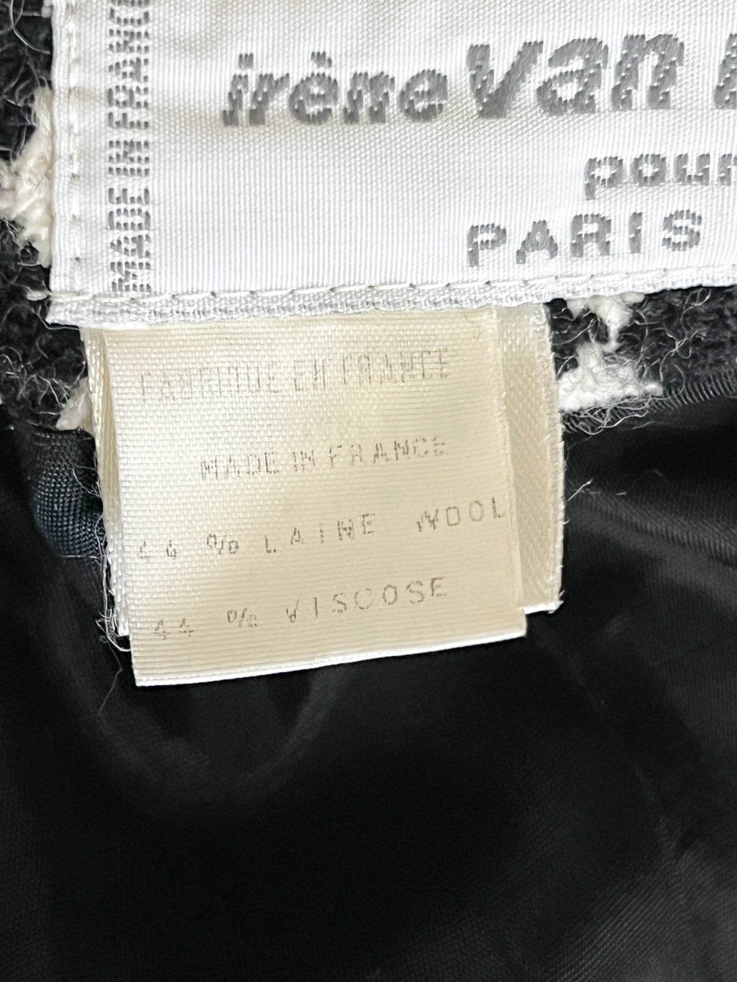 Blazer Créateur Irène Van Ryb - Laine/Viscose - Motif Losange Noir & Blanc - Made in France - T. 38 FR
