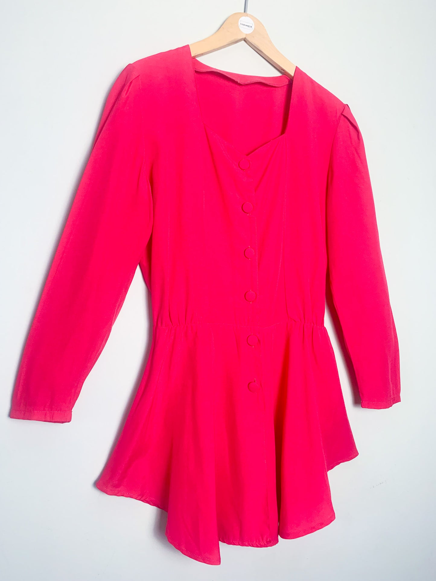 Chemisier tunique péplum basques rose fuchsia vintage