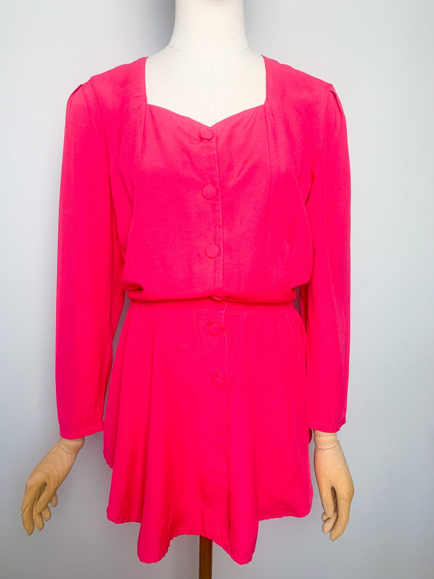 Chemisier tunique péplum basques rose fuchsia vintage