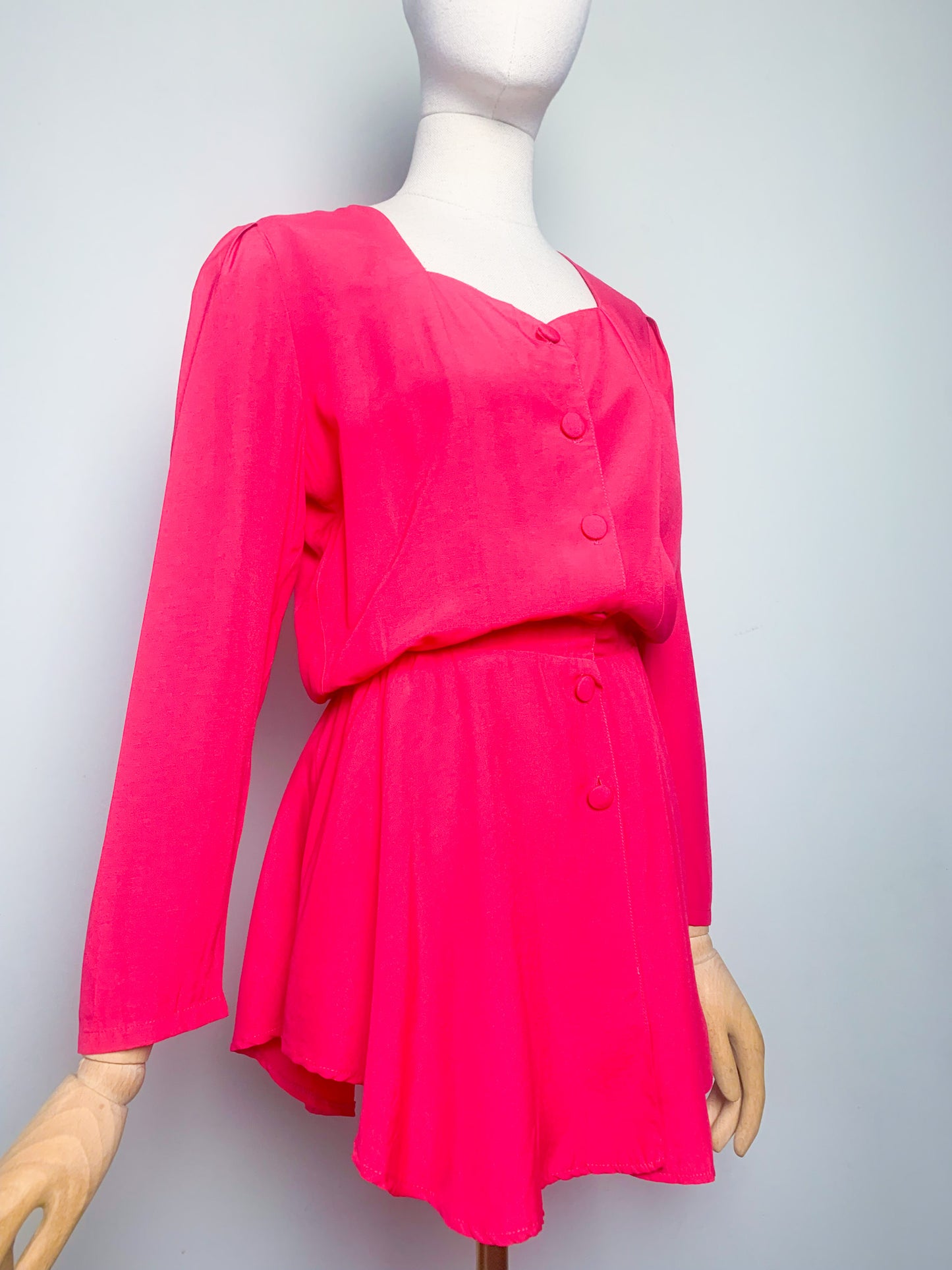Chemisier tunique péplum basques rose fuchsia vintage
