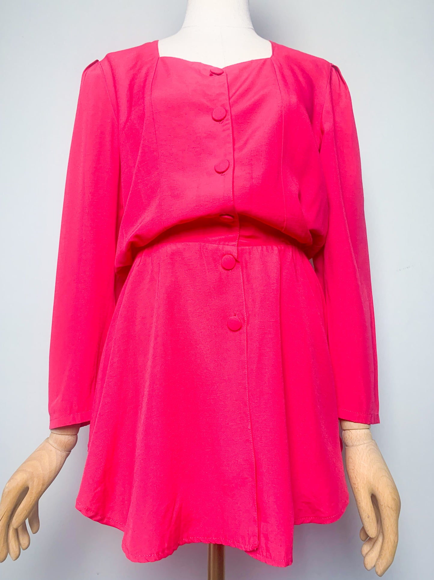 Chemisier tunique péplum basques rose fuchsia vintage