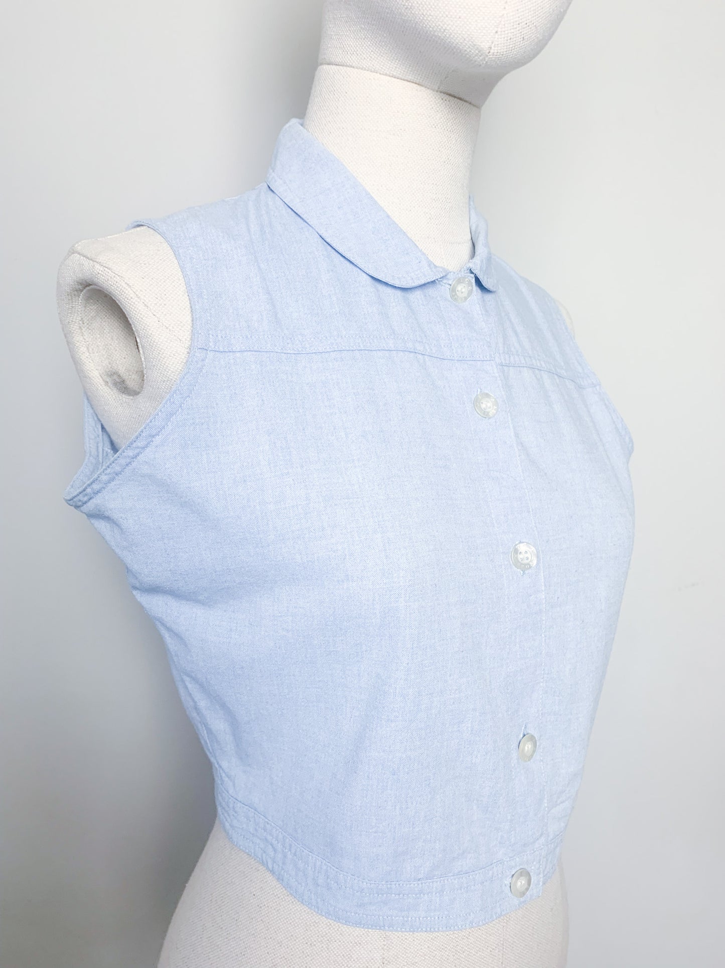 Chemise cropped top sans manche vintage