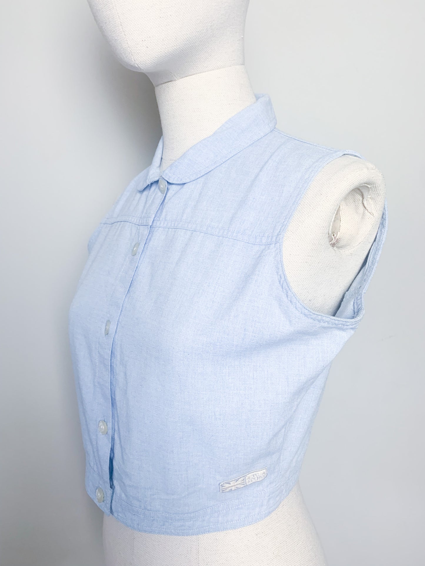 Chemise cropped top sans manche vintage