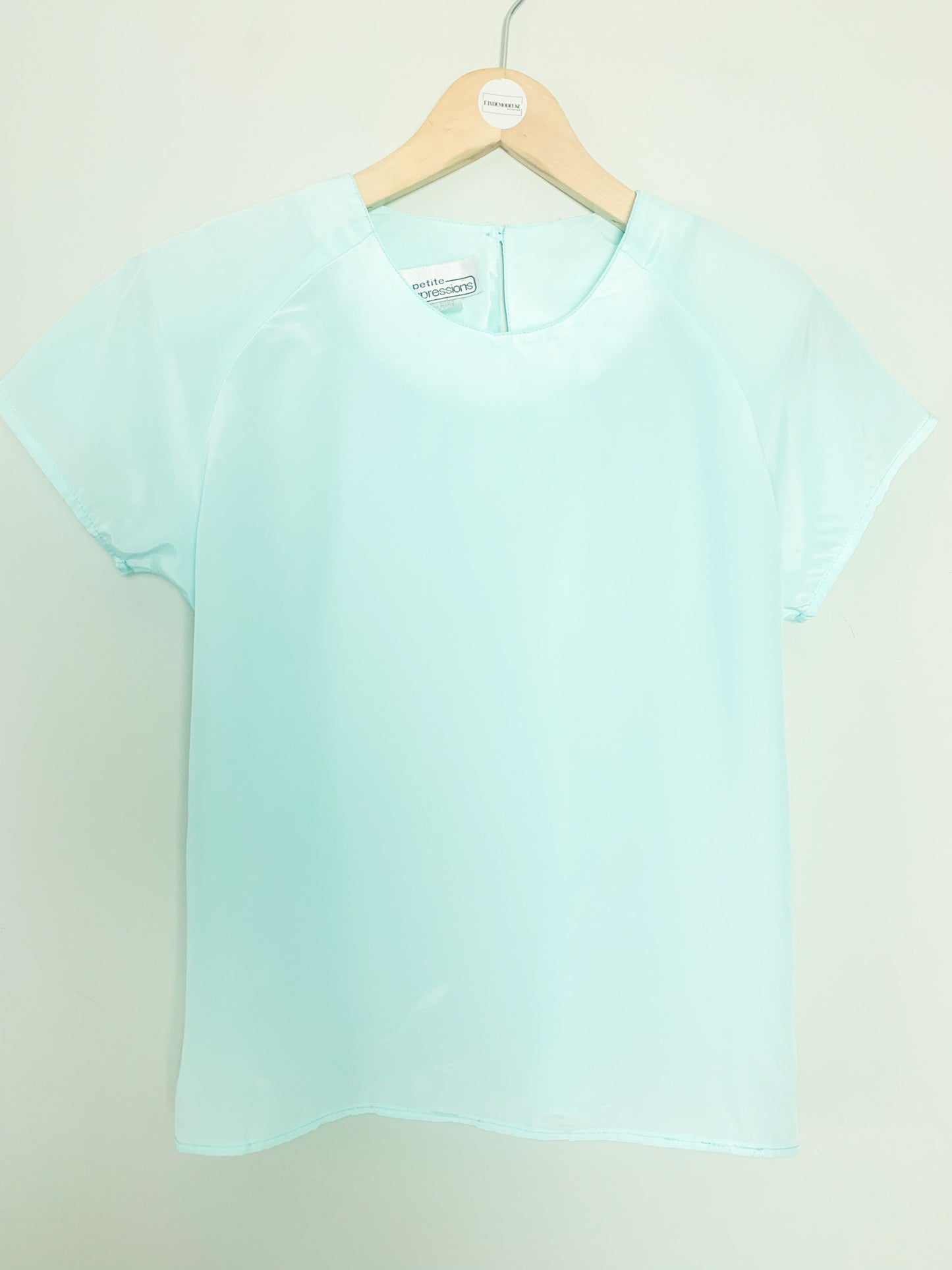 Blouse fluide manches courtes vert d’eau vintage
