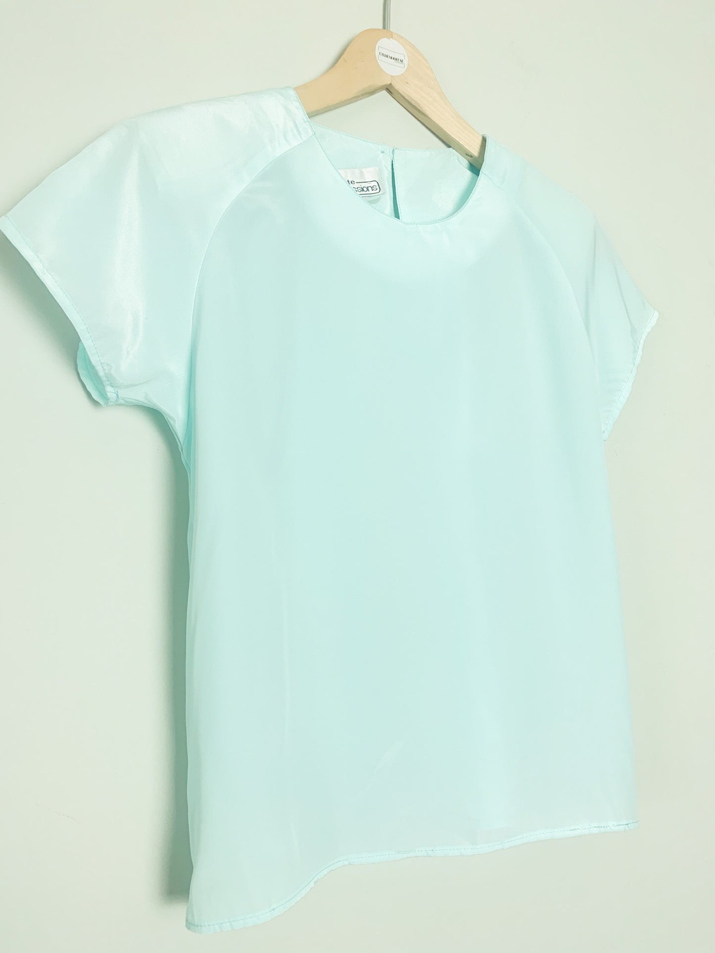 Blouse fluide manches courtes vert d’eau vintage