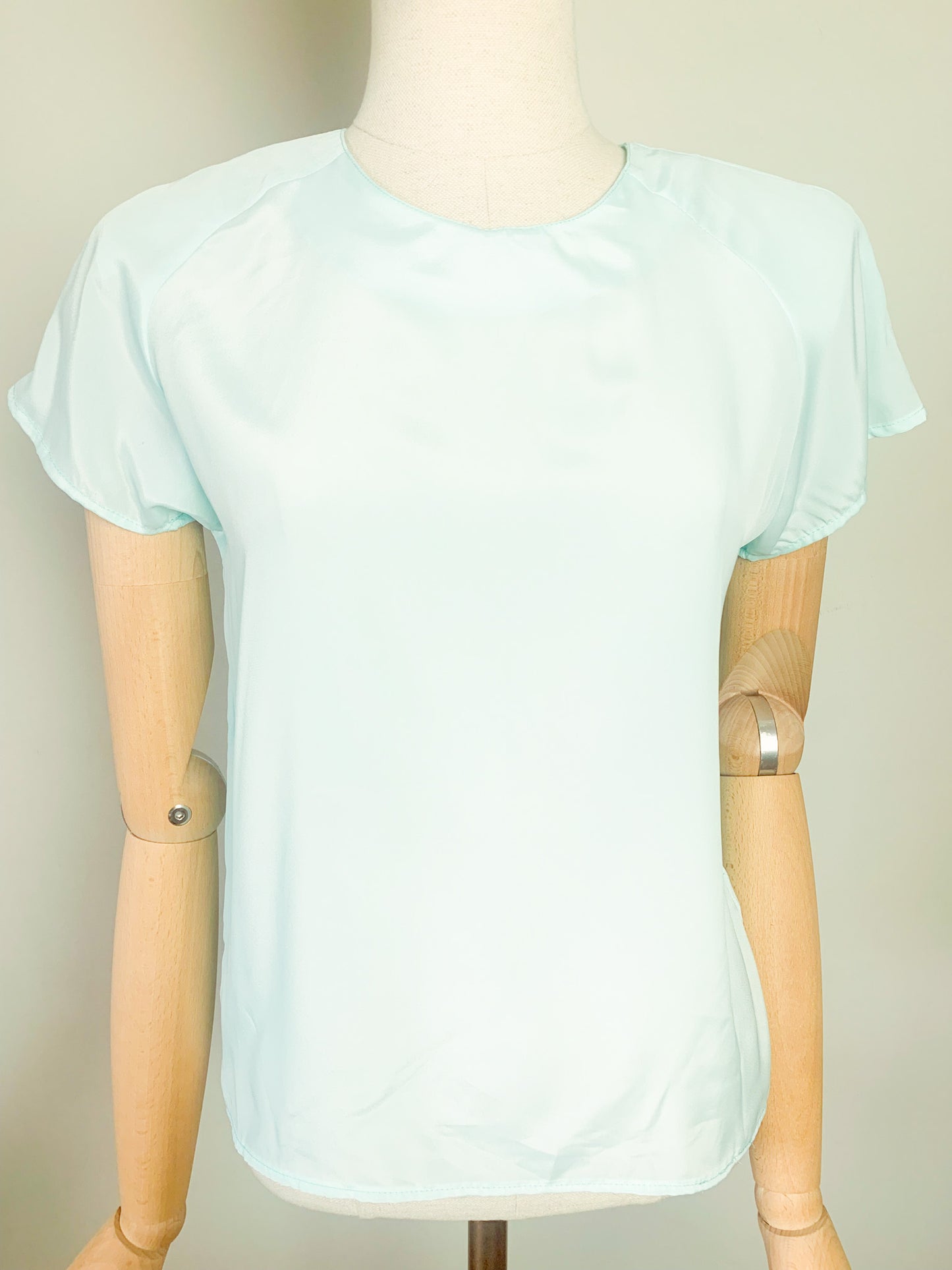 Blouse fluide manches courtes vert d’eau vintage