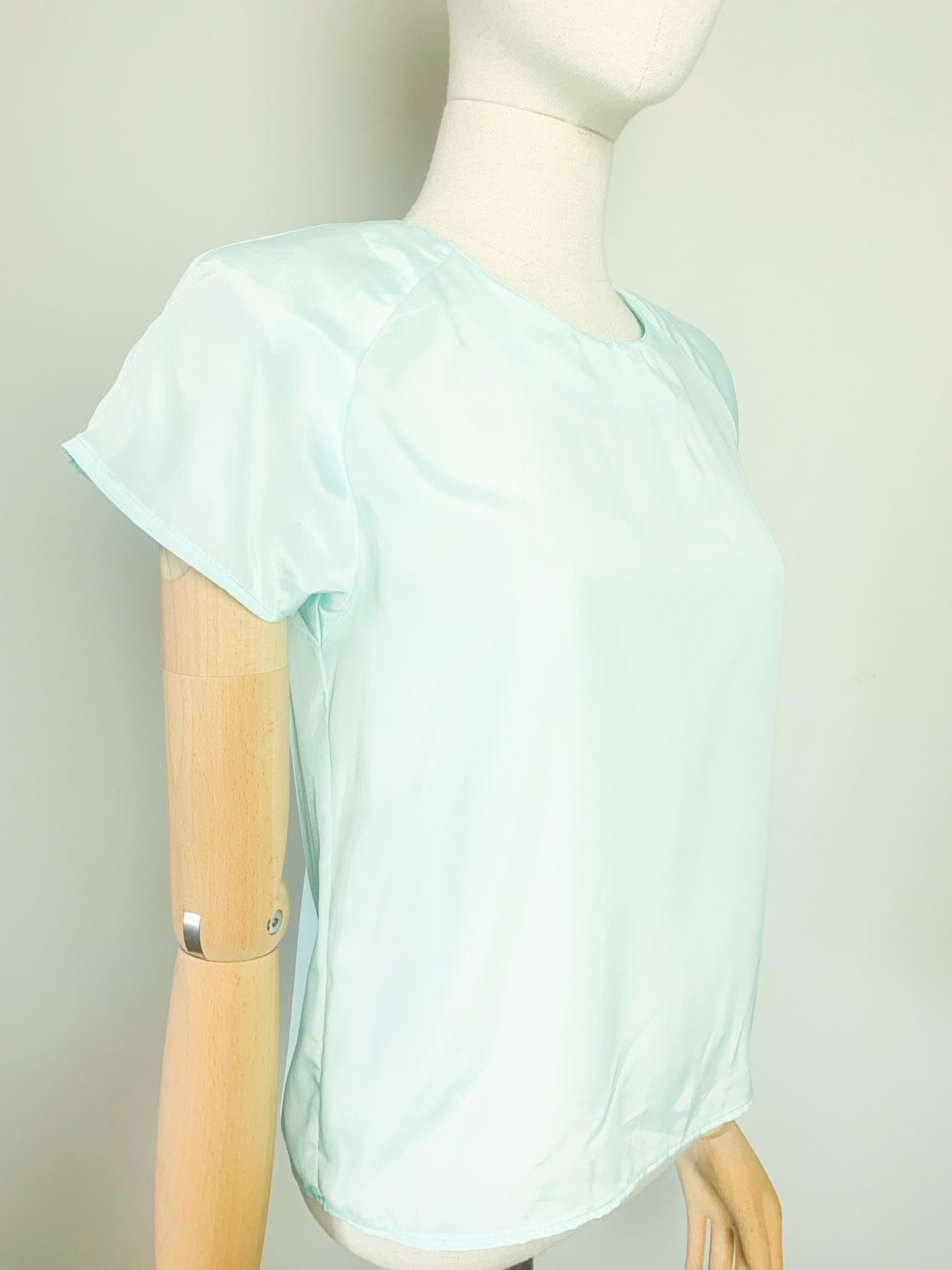 Blouse fluide manches courtes vert d’eau vintage