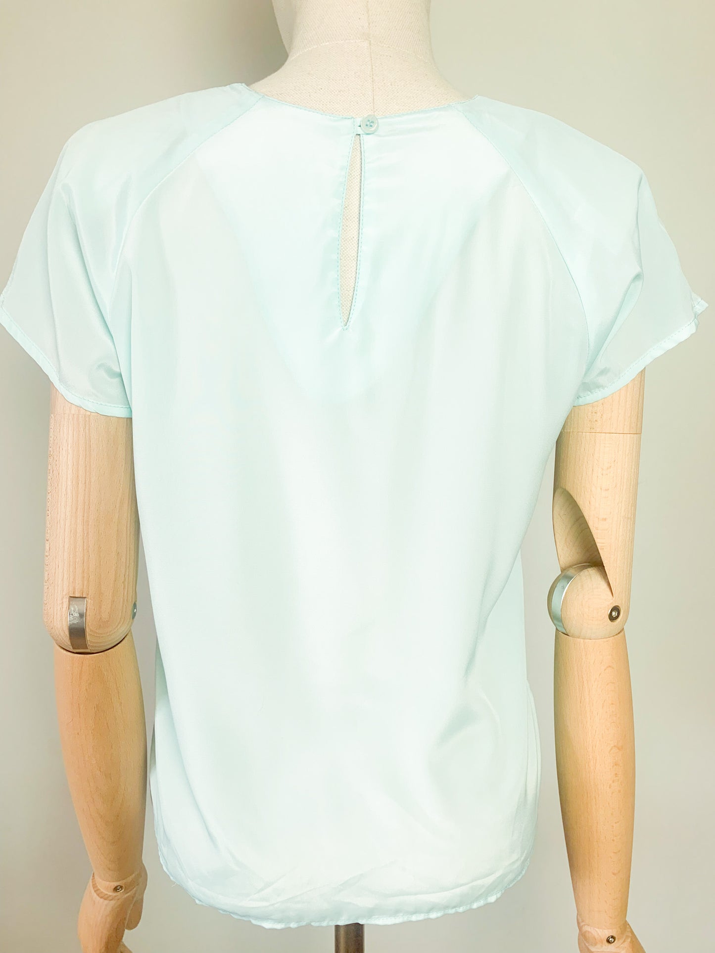 Blouse fluide manches courtes vert d’eau vintage